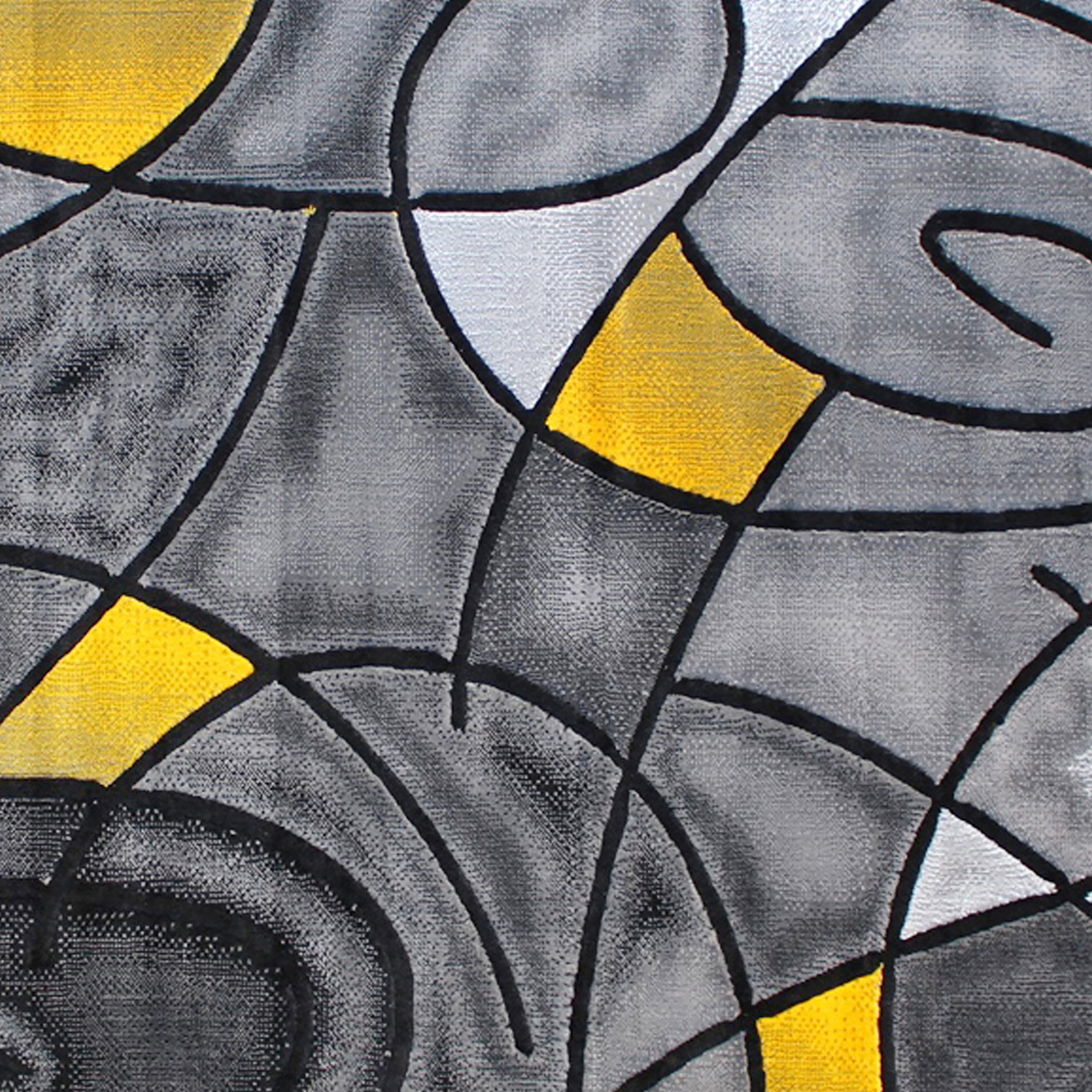 Jubilee Collection 8' x 10' Yellow Abstract Area Rug - Olefin Rug with Jute Backing - Living Room, Bedroom, & Family Room