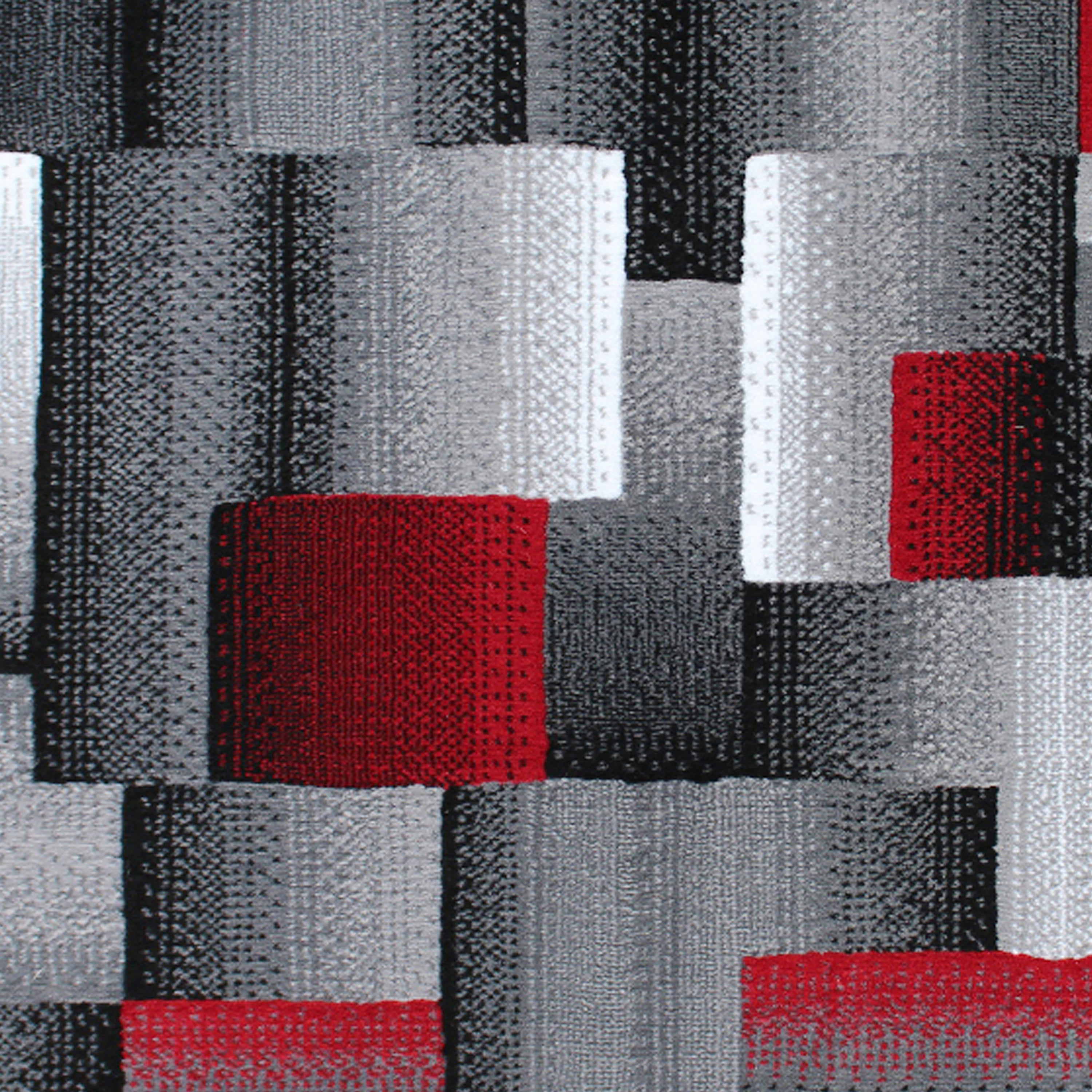 Elio Collection 2' x 3' Red Color Blocked Area Rug - Olefin Rug with Jute Backing - Entryway, Living Room, or Bedroom