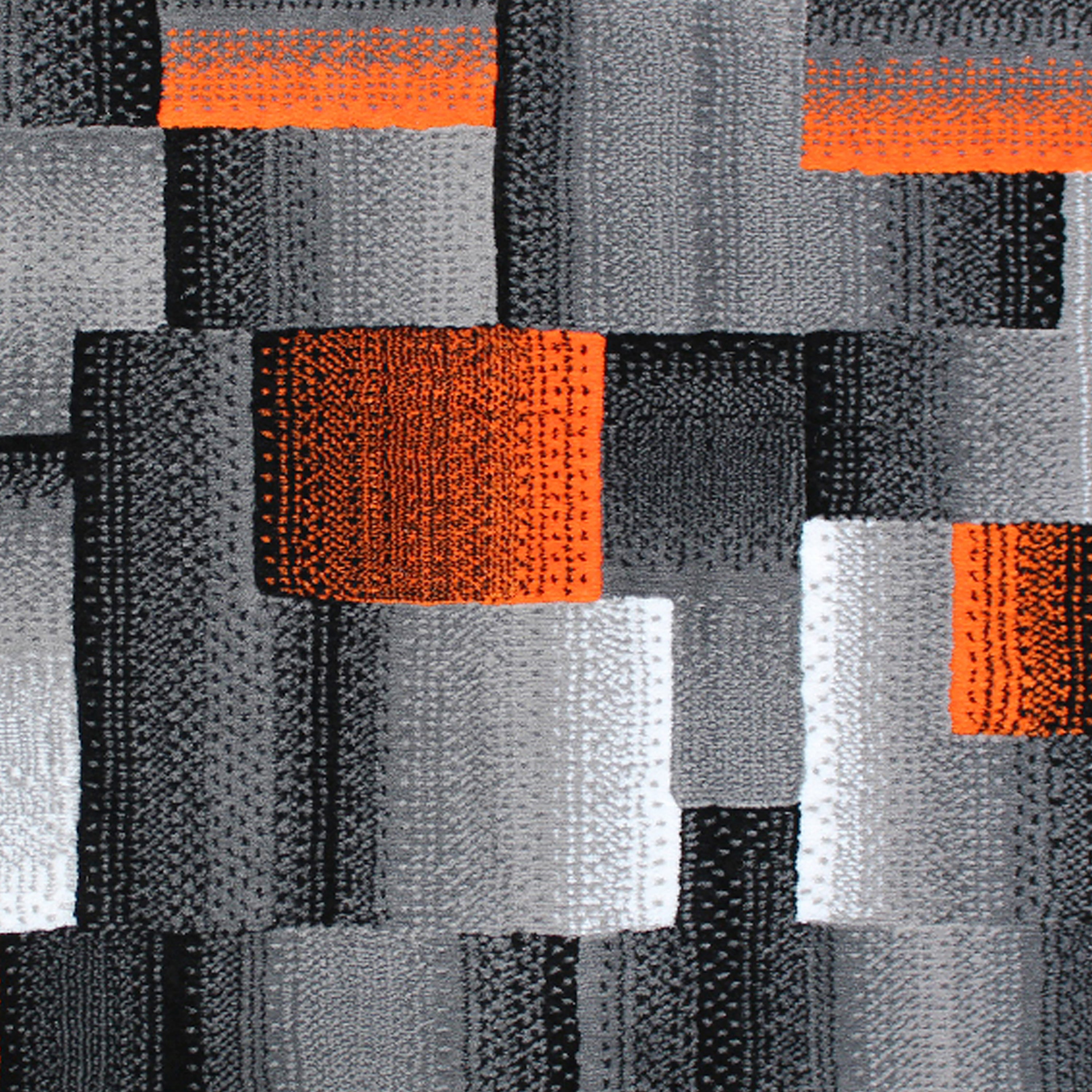 Elio Collection 2' x 7' Orange Color Blocked Area Rug - Olefin Rug with Jute Backing - Entryway, Living Room, or Bedroom