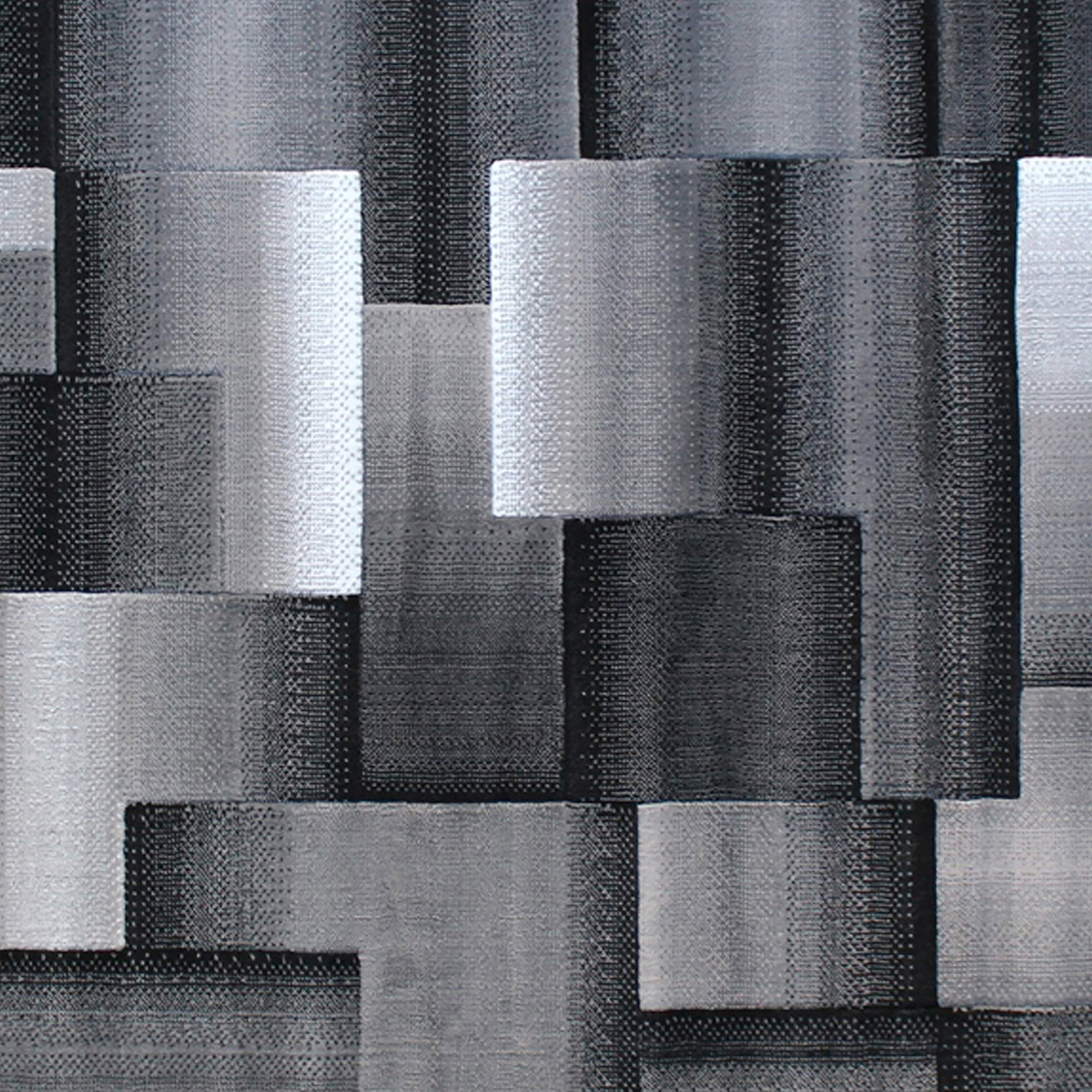 Elio Collection 5' x 7' Gray Color Blocked Area Rug - Olefin Rug with Jute Backing - Entryway, Living Room, or Bedroom