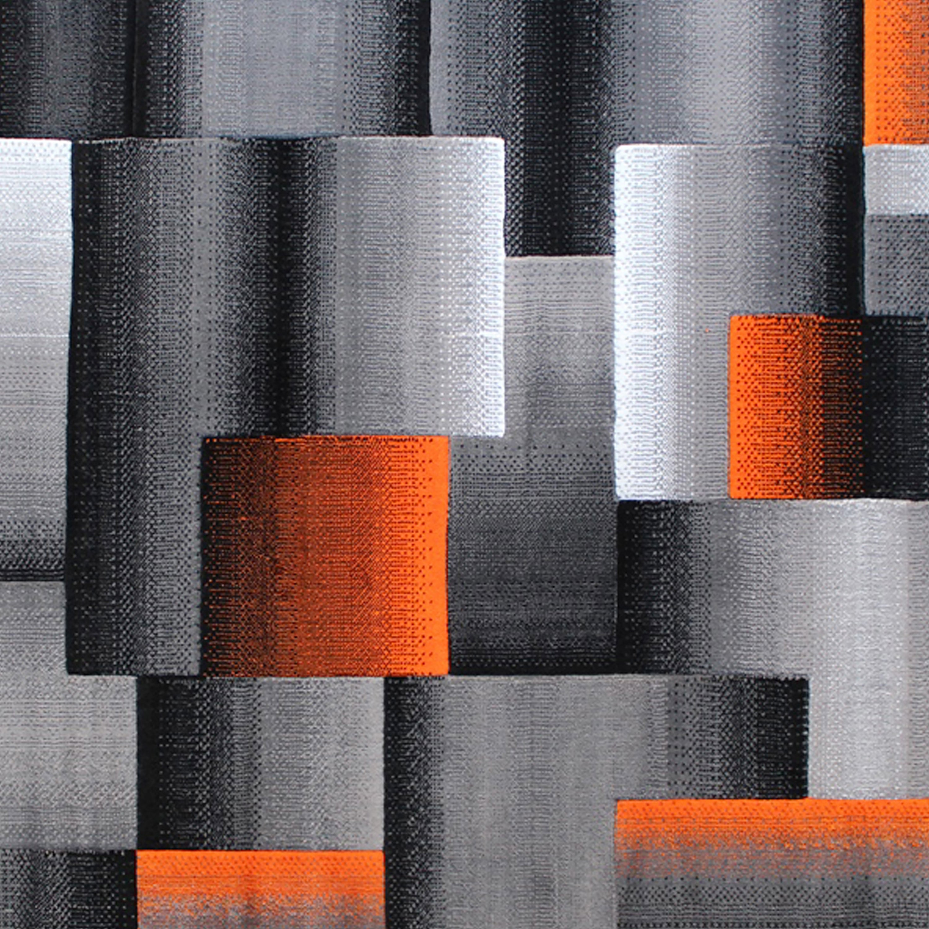 Elio Collection 5' x 7' Orange Color Blocked Area Rug - Olefin Rug with Jute Backing - Entryway, Living Room, or Bedroom