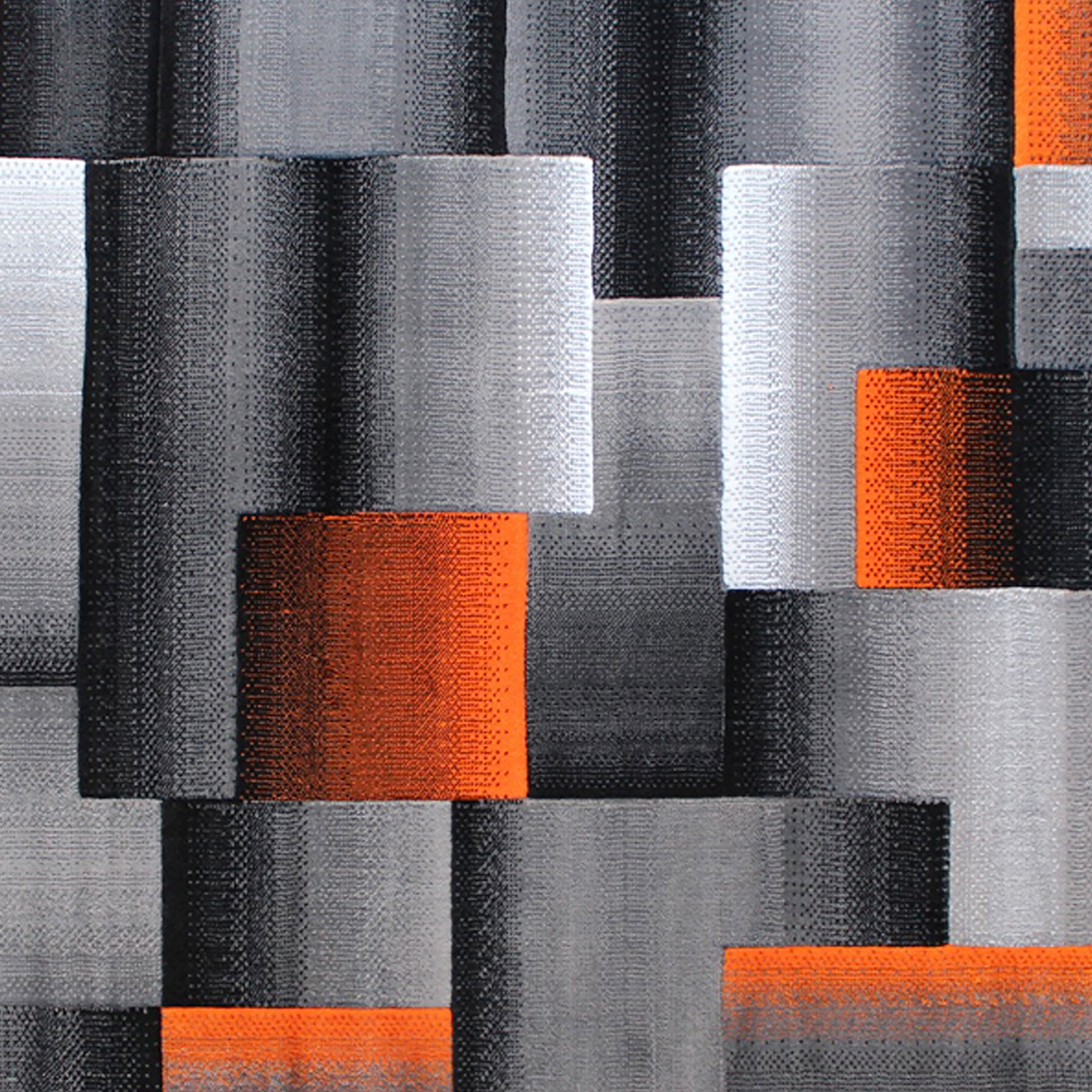 Elio Collection 6' x 9' Orange Color Blocked Area Rug - Olefin Rug with Jute Backing - Entryway, Living Room, or Bedroom
