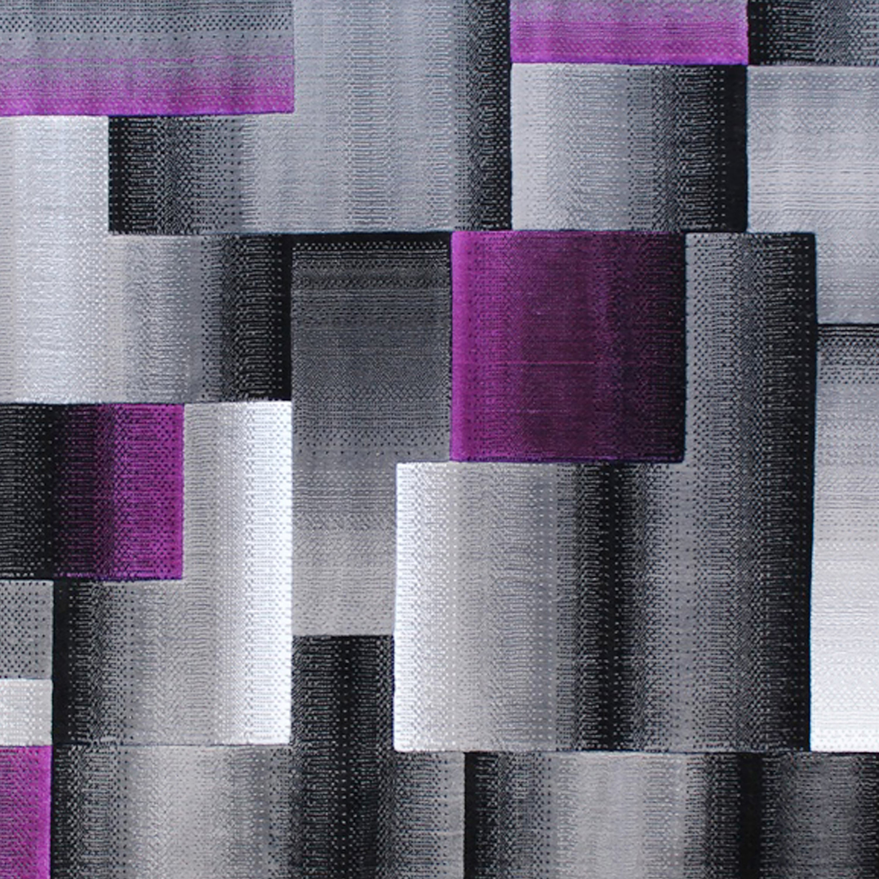 Elio Collection 6' x 9' Purple Color Blocked Area Rug - Olefin Rug with Jute Backing - Entryway, Living Room, or Bedroom