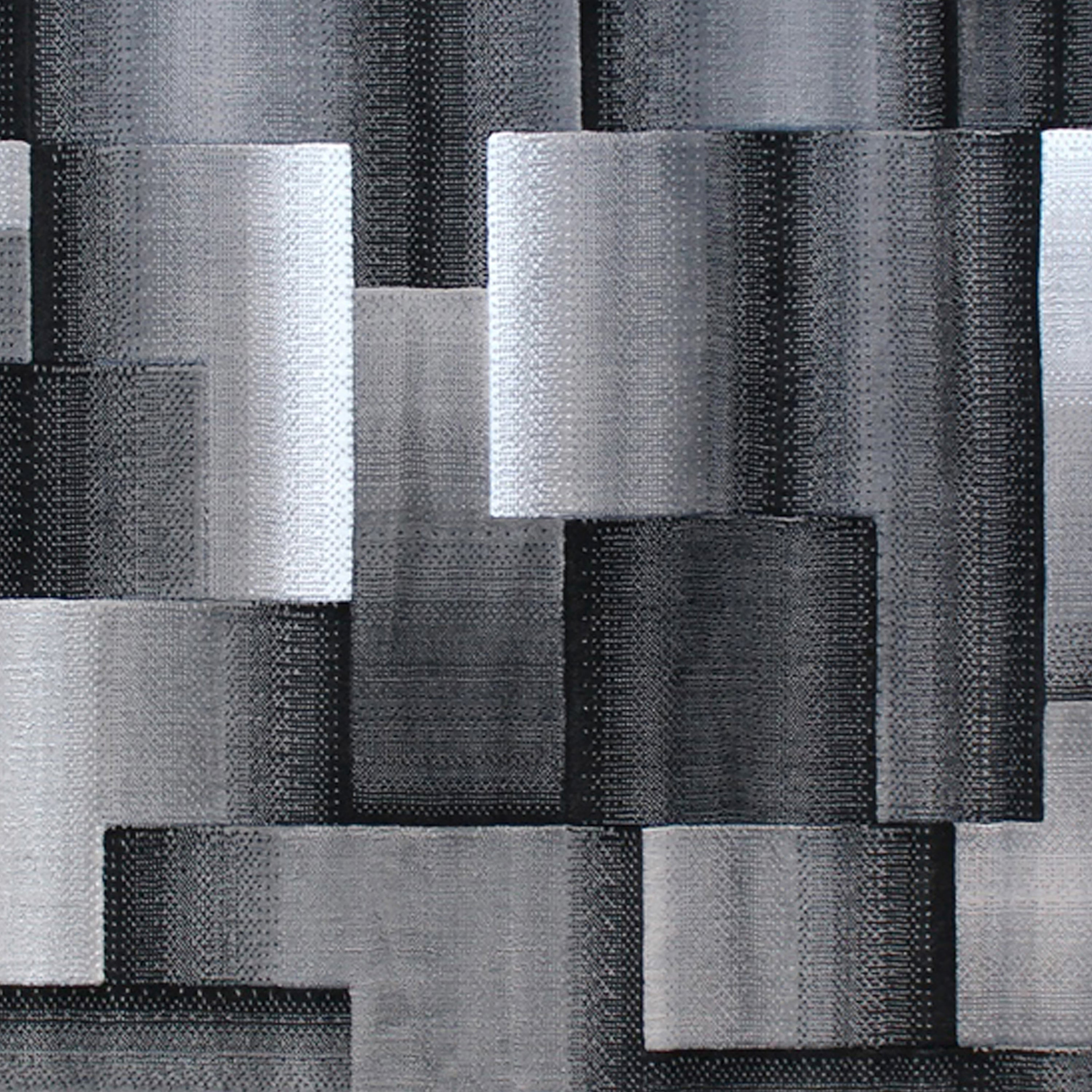 Elio Collection 8' x 10' Gray Color Blocked Area Rug - Olefin Rug with Jute Backing - Entryway, Living Room, or Bedroom