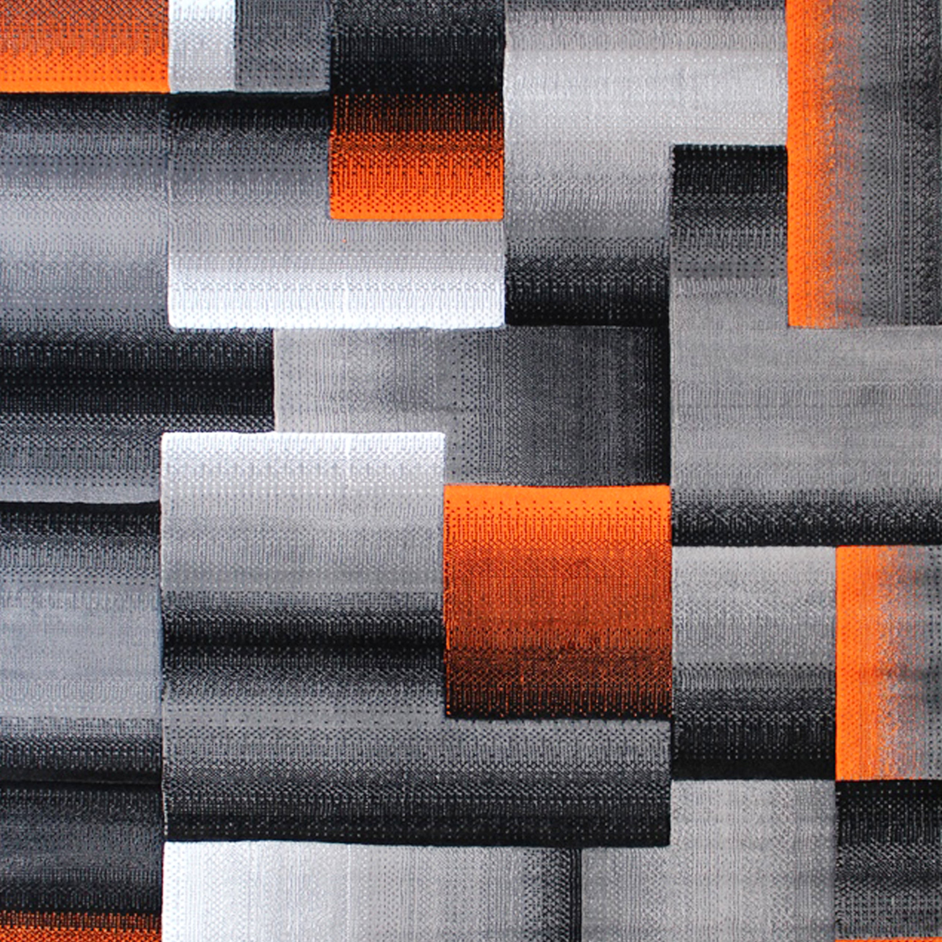 Elio Collection 8' x 10' Orange Color Blocked Area Rug - Olefin Rug with Jute Backing - Entryway, Living Room, or Bedroom