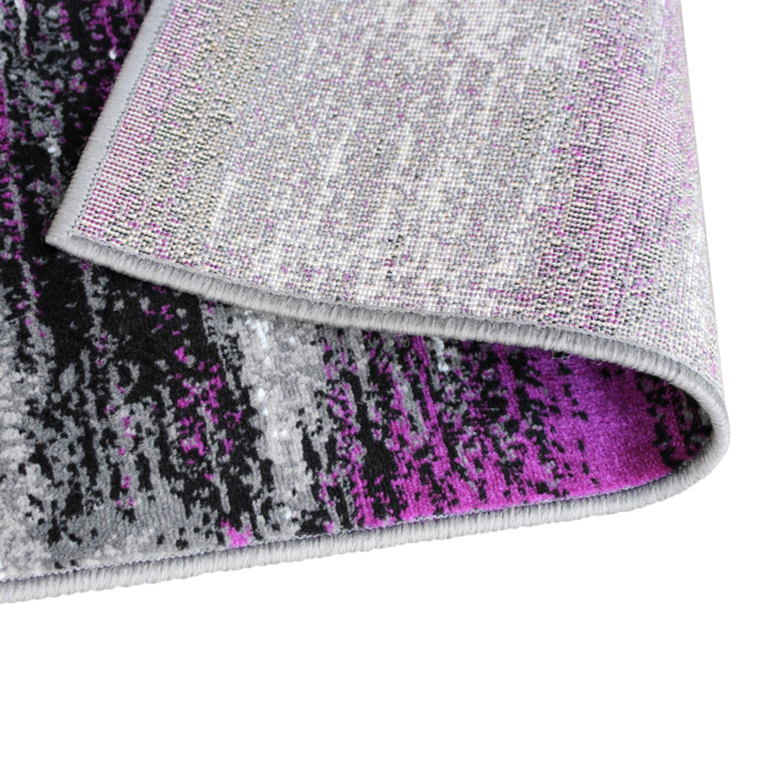 Rylan Collection 2' x 3' Purple Abstract Scraped Area Rug - Olefin Rug with Jute Backing - Living Room, Bedroom, & Entryway
