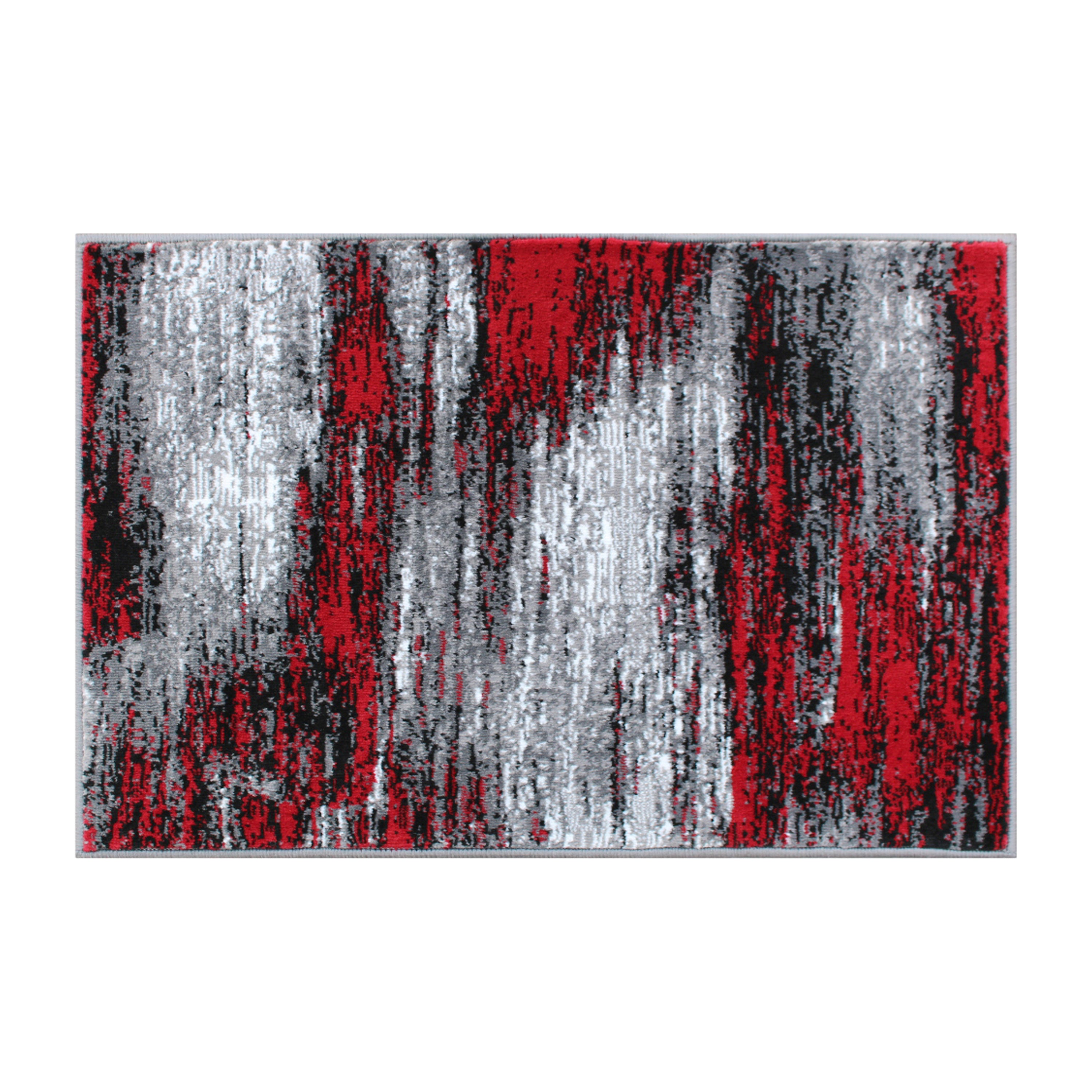 Rylan Collection 2' x 3' Red Abstract Scraped Area Rug - Olefin Rug with Jute Backing - Living Room, Bedroom, & Entryway