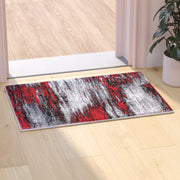 Rylan Collection 2' x 3' Red Abstract Scraped Area Rug - Olefin Rug with Jute Backing - Living Room, Bedroom, & Entryway