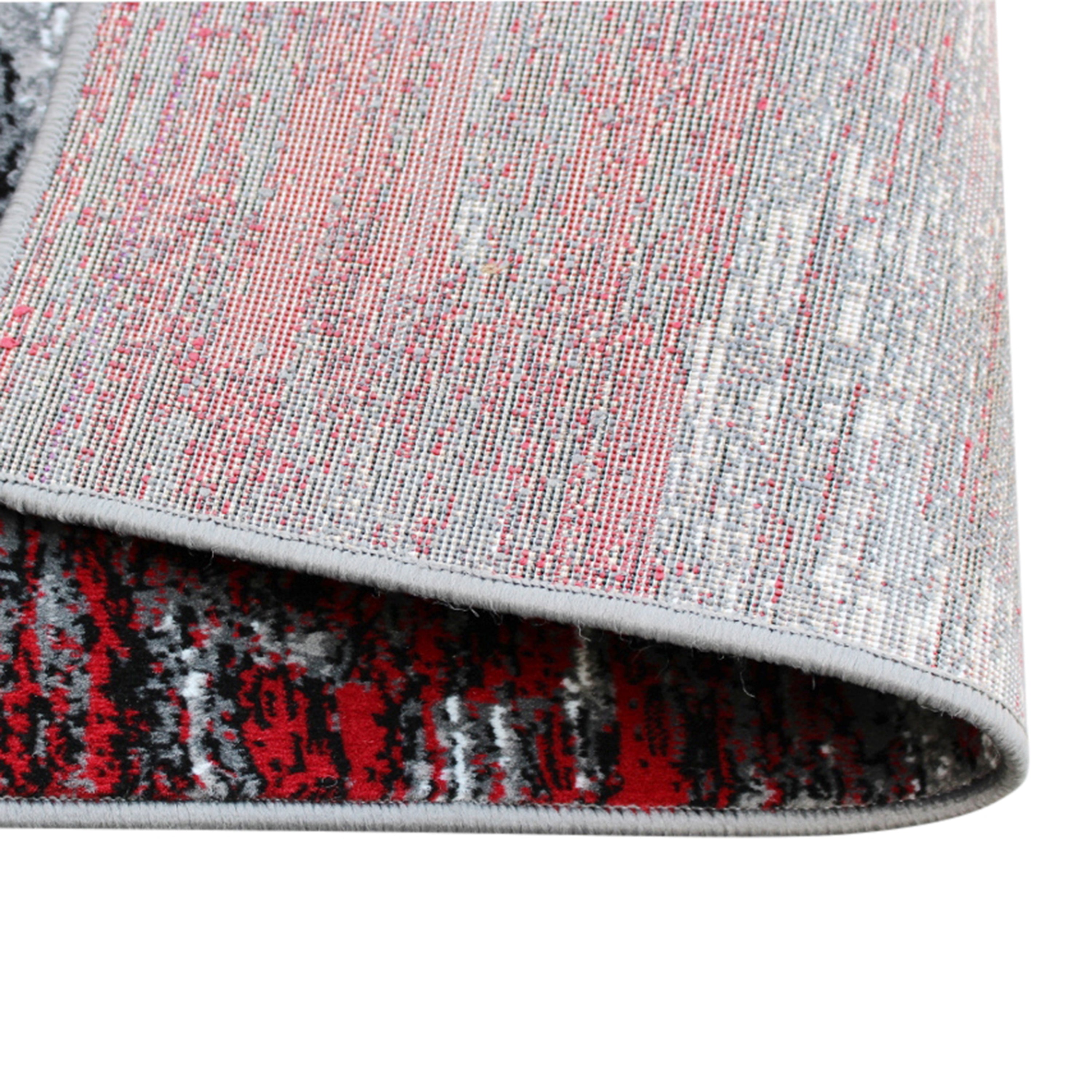 Rylan Collection 2' x 3' Red Abstract Scraped Area Rug - Olefin Rug with Jute Backing - Living Room, Bedroom, & Entryway