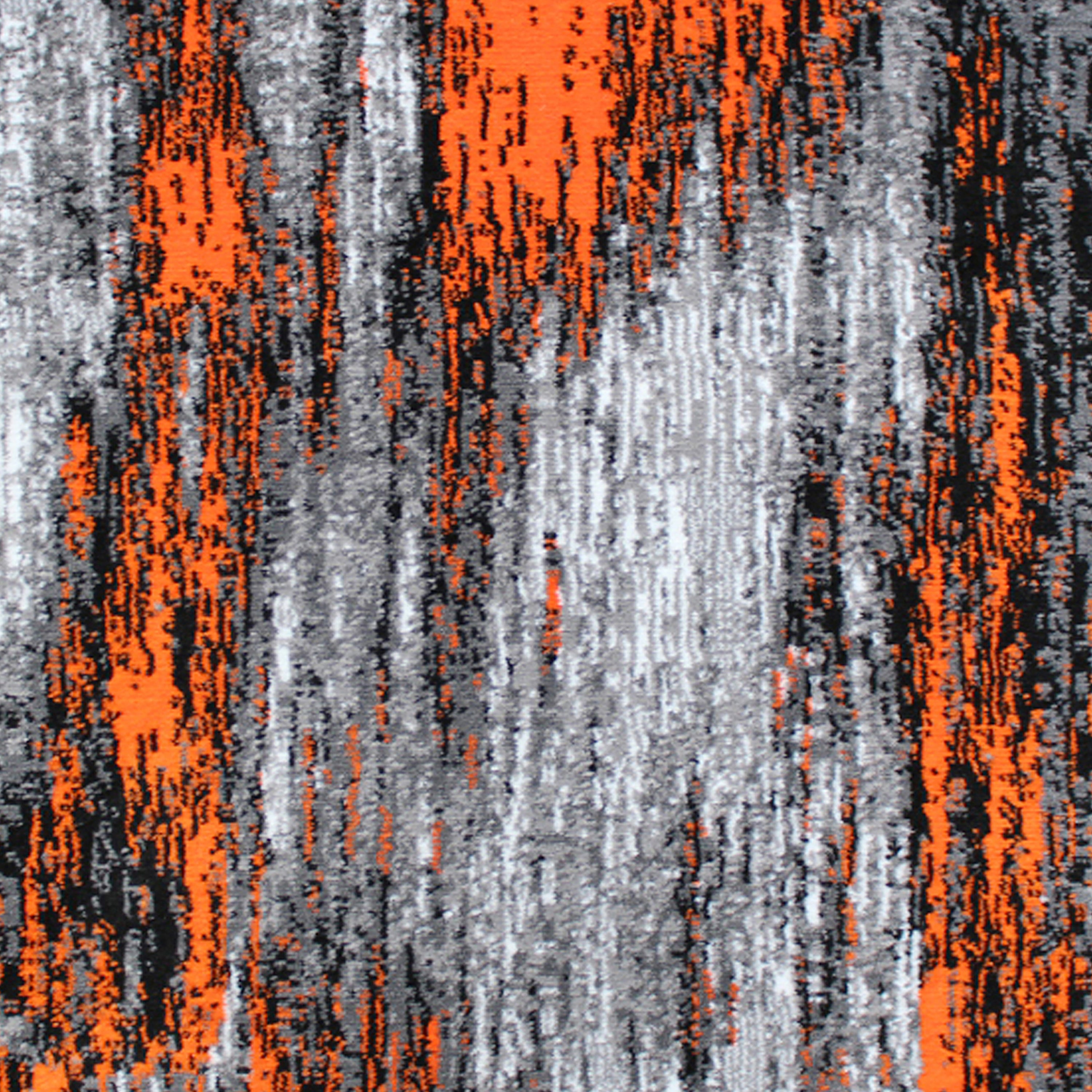 Rylan Collection 2' x 7' Orange Abstract Area Rug - Olefin Rug with Jute Backing for Hallway, Entryway, Bedroom, Living Room