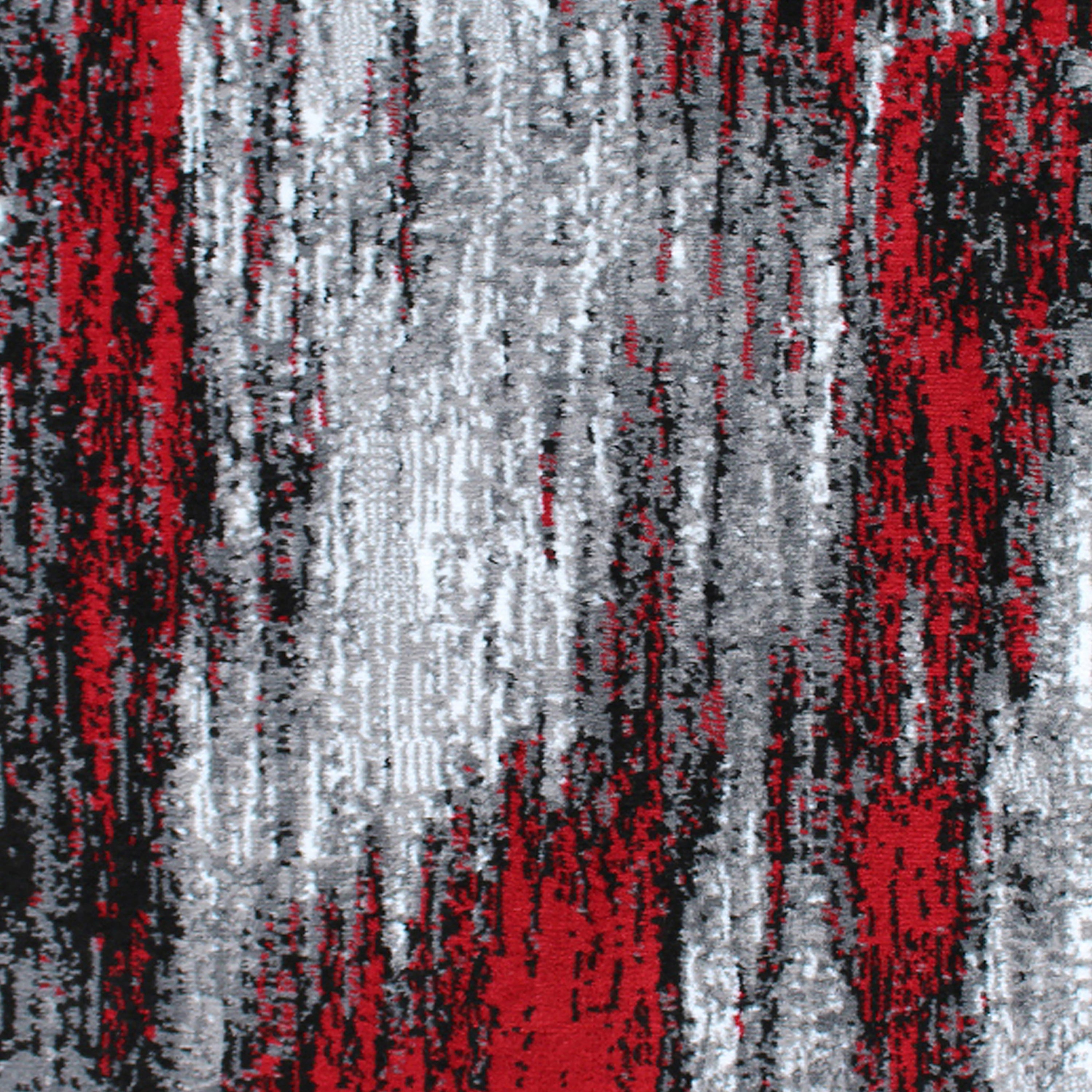 Rylan Collection 2' x 7' Red Abstract Area Rug - Olefin Rug with Jute Backing for Hallway, Entryway, Bedroom, Living Room