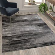 Rylan Collection 5' x 7' Gray Scraped Design Area Rug - Olefin Rug with Jute Backing - Living Room, Bedroom, Entryway