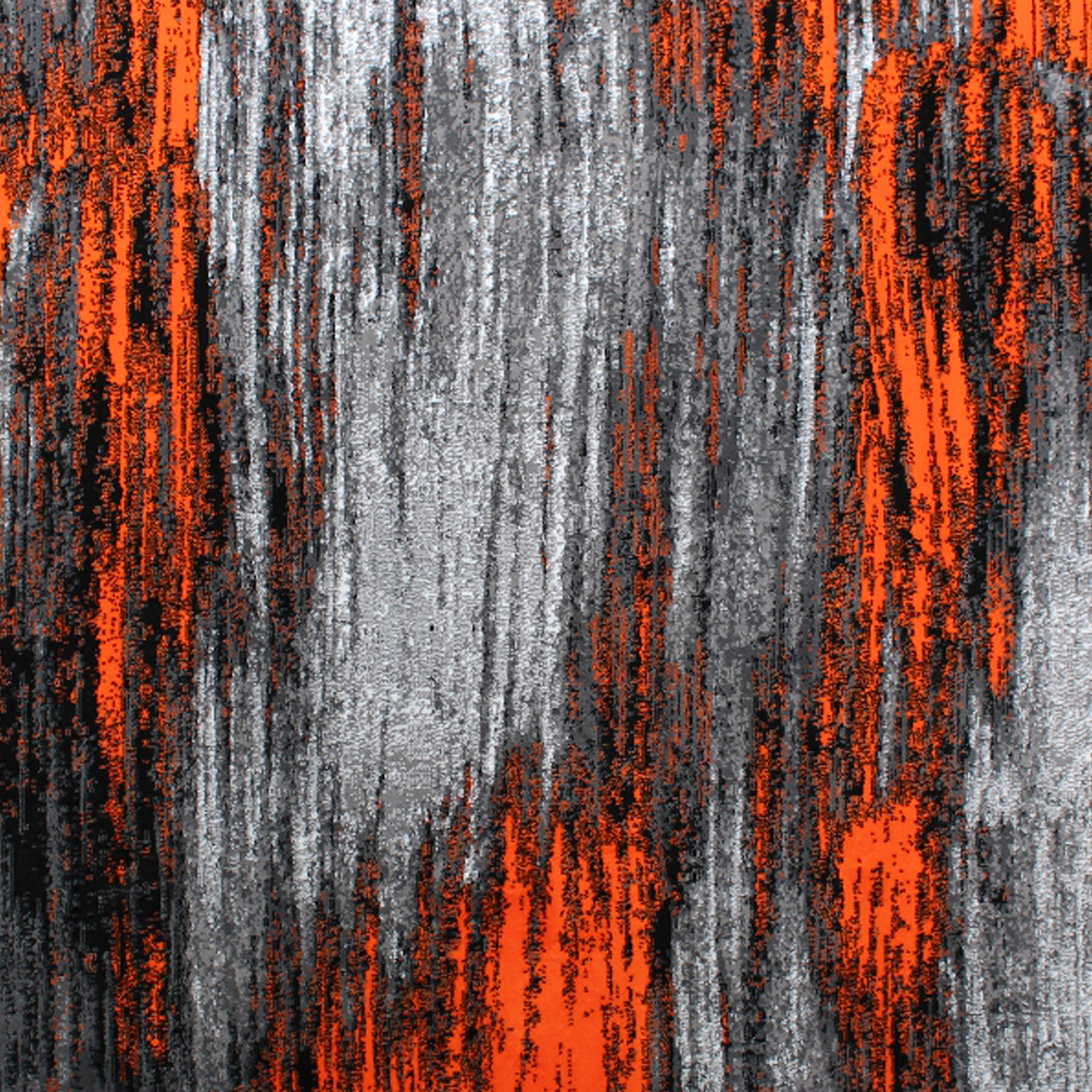 Rylan Collection 5' x 7' Orange Scraped Design Area Rug - Olefin Rug with Jute Backing - Living Room, Bedroom, Entryway