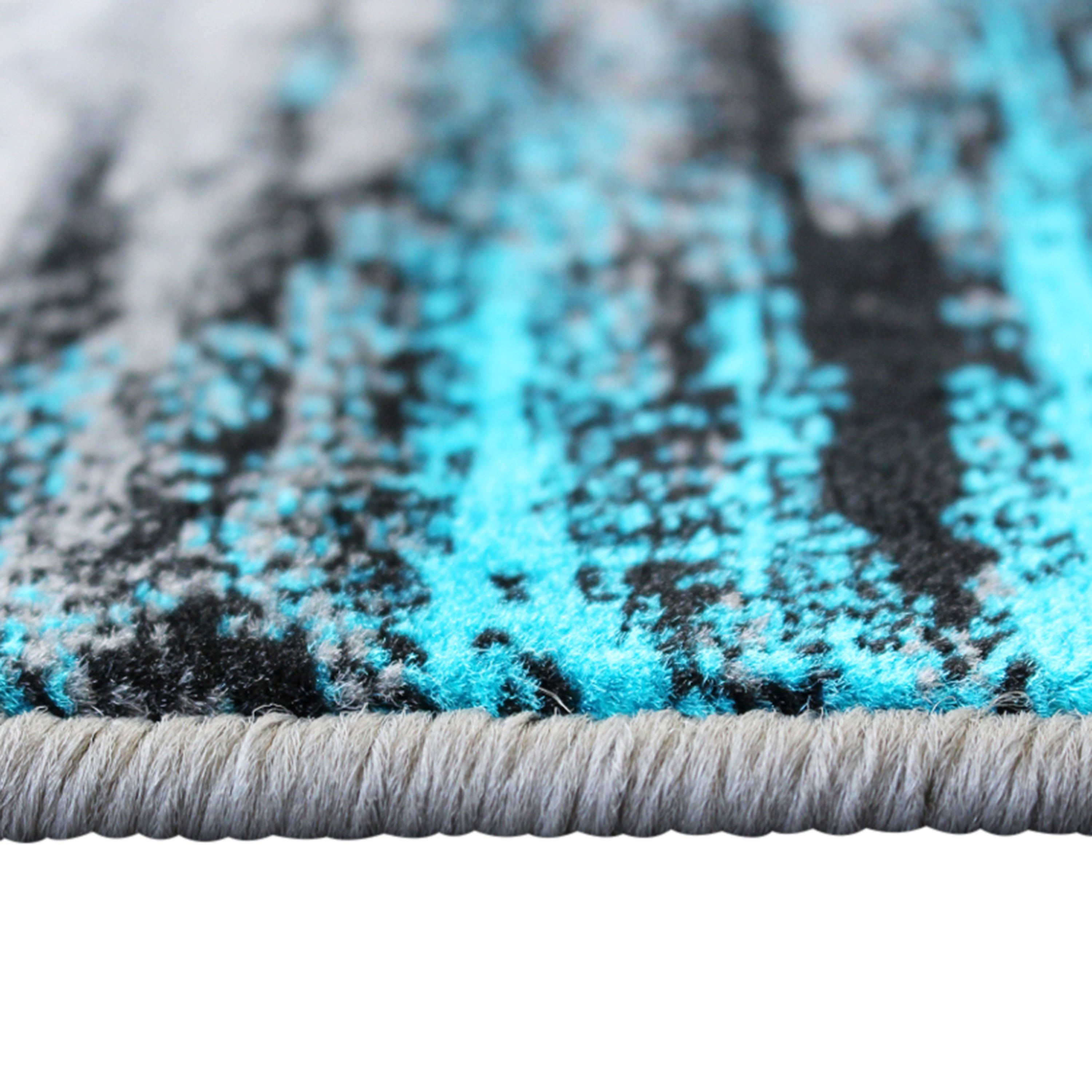 Rylan Collection 5' x 7' Turquoise Scraped Design Area Rug - Olefin Rug with Jute Backing - Living Room, Bedroom, Entryway