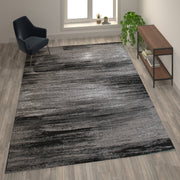 Rylan Collection 6' x 9' Gray Scraped Design Area Rug - Olefin Rug with Jute Backing - Living Room, Bedroom, Entryway