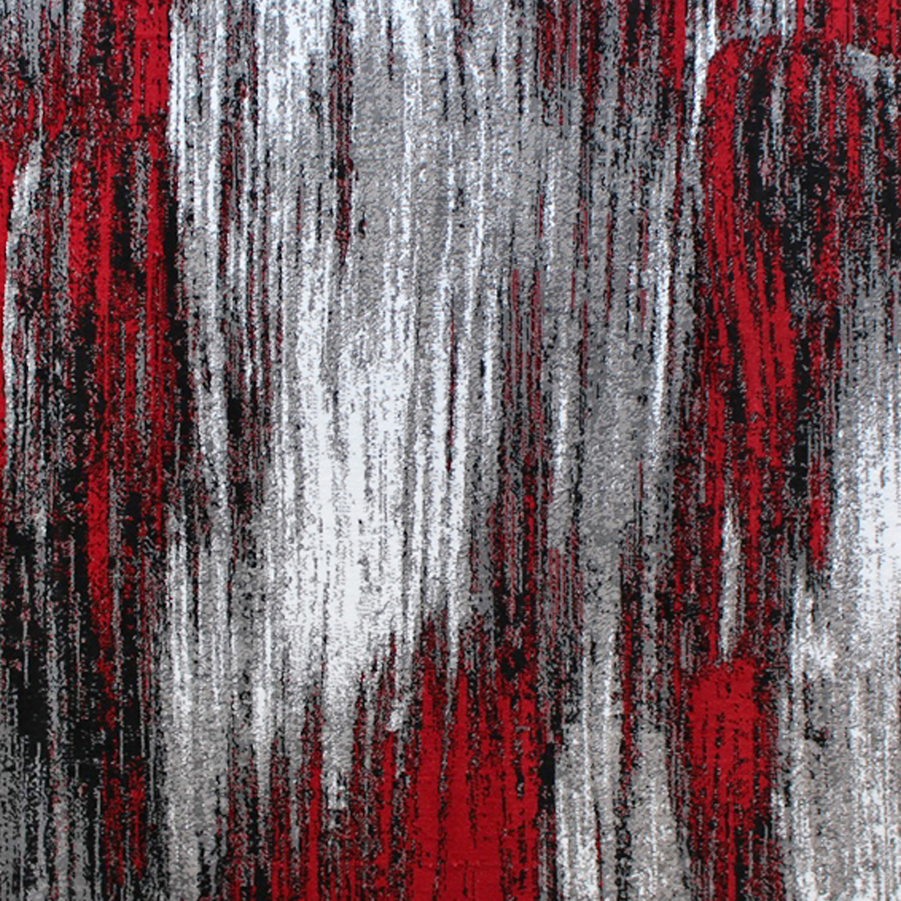 Rylan Collection 6' x 9' Red Scraped Design Area Rug - Olefin Rug with Jute Backing - Living Room, Bedroom, Entryway