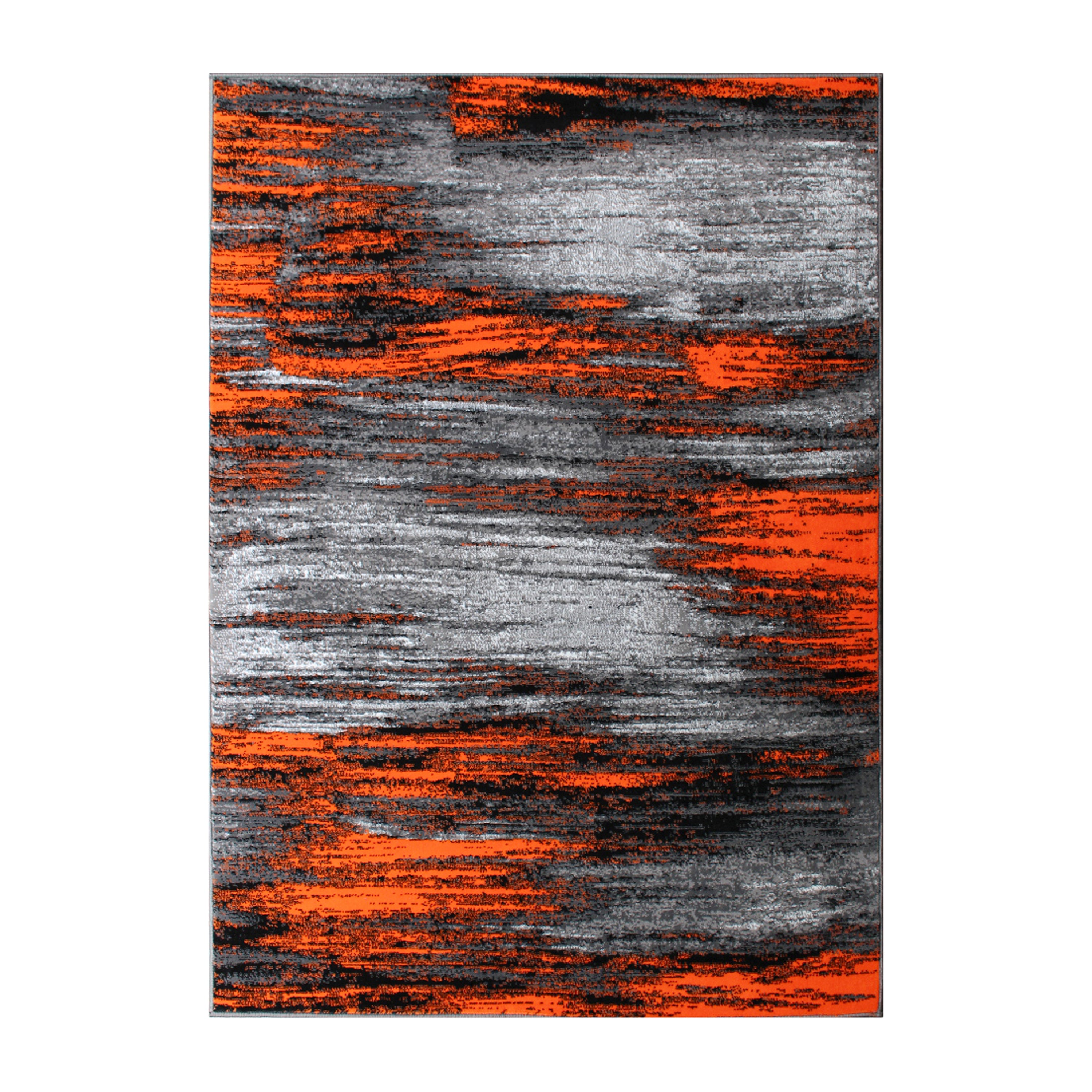 Rylan Collection 8' x 10' Orange Scraped Design Area Rug - Olefin Rug with Jute Backing - Living Room, Bedroom, Entryway