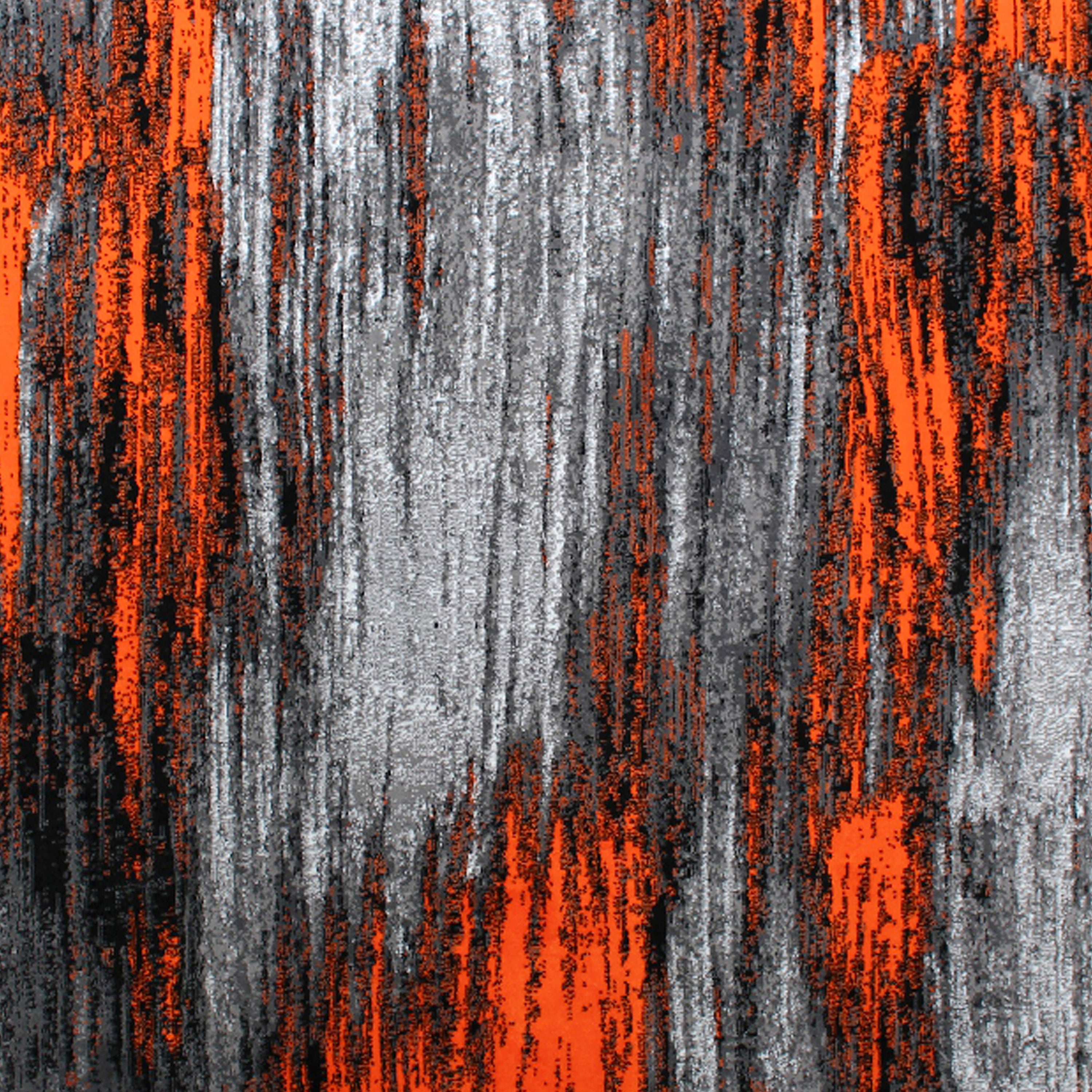 Rylan Collection 8' x 10' Orange Scraped Design Area Rug - Olefin Rug with Jute Backing - Living Room, Bedroom, Entryway