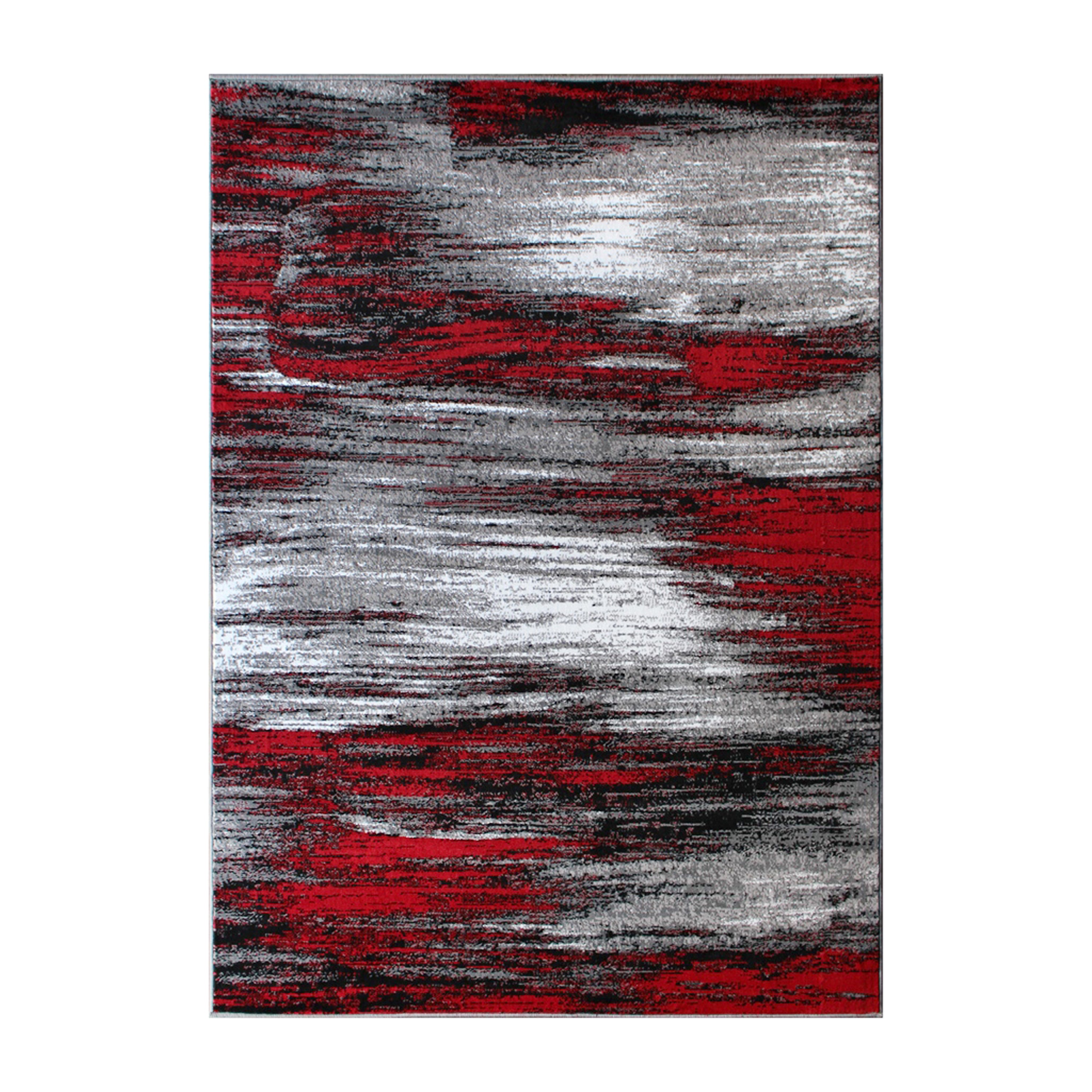 Rylan Collection 8' x 10' Red Scraped Design Area Rug - Olefin Rug with Jute Backing - Living Room, Bedroom, Entryway