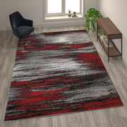 Rylan Collection 8' x 10' Red Scraped Design Area Rug - Olefin Rug with Jute Backing - Living Room, Bedroom, Entryway