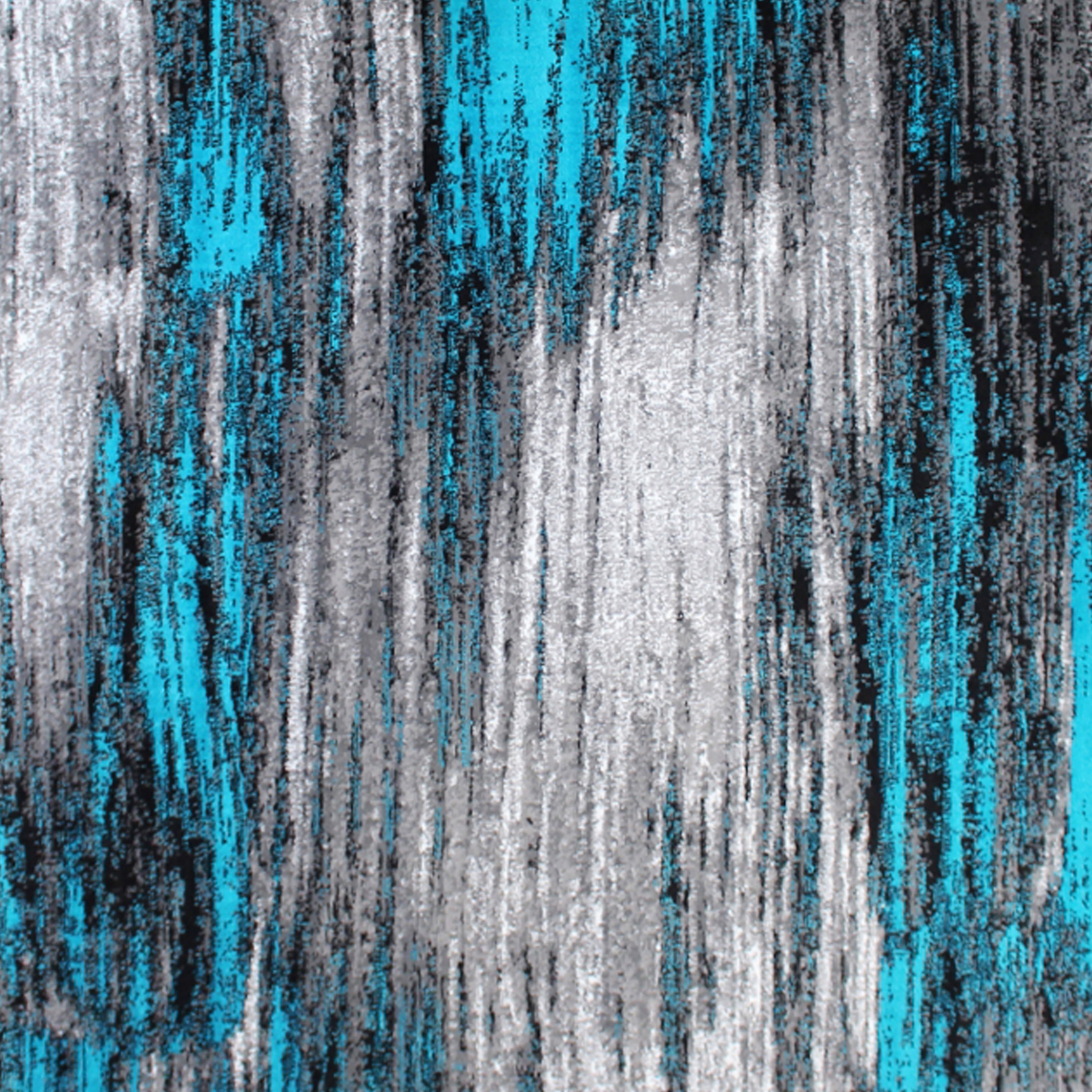 Rylan Collection 8' x 10' Turquoise Scraped Design Area Rug - Olefin Rug with Jute Backing - Living Room, Bedroom, Entryway