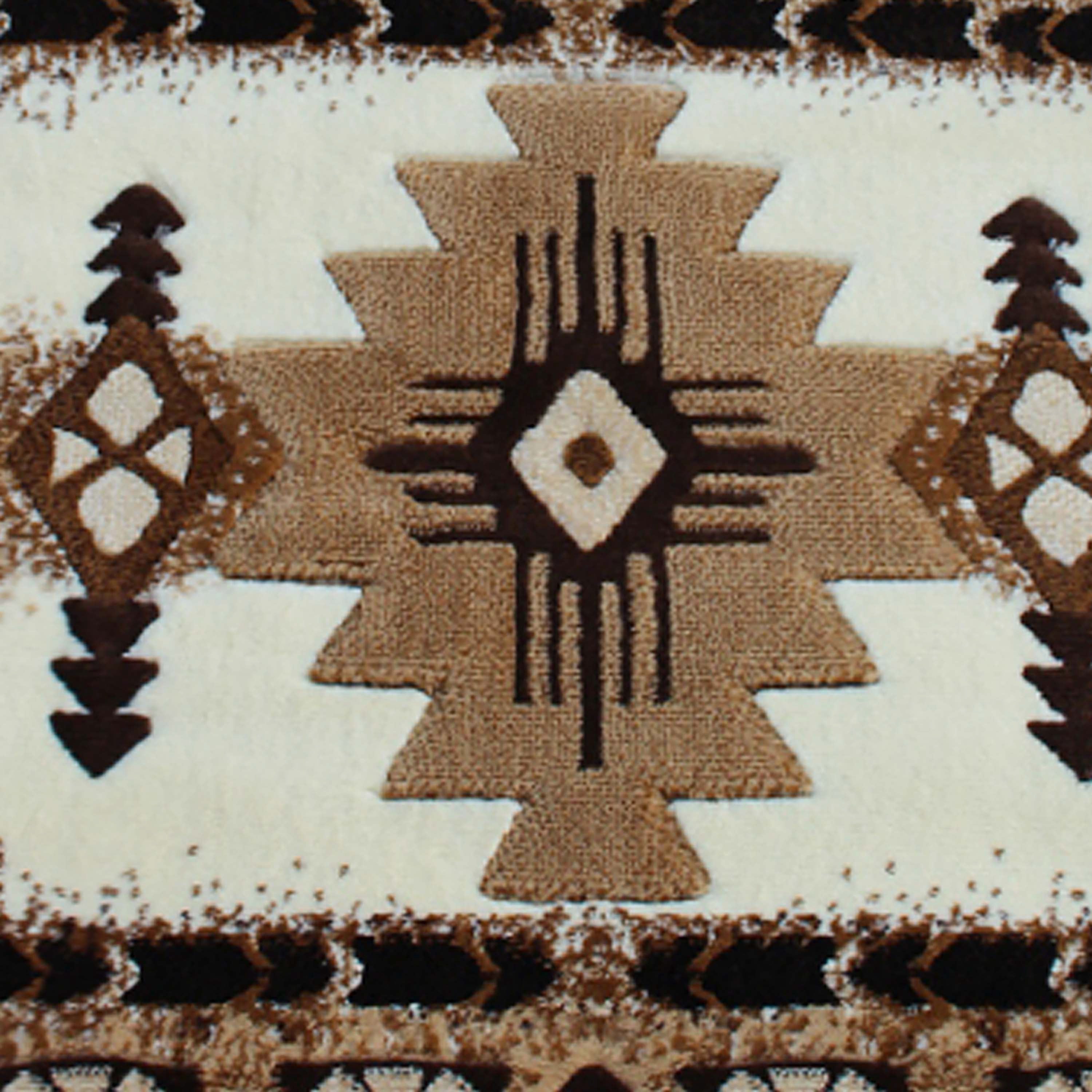 Mohave Collection 2' x 7' Ivory Traditional Southwestern Style Area Rug - Olefin Fibers with Jute Backing