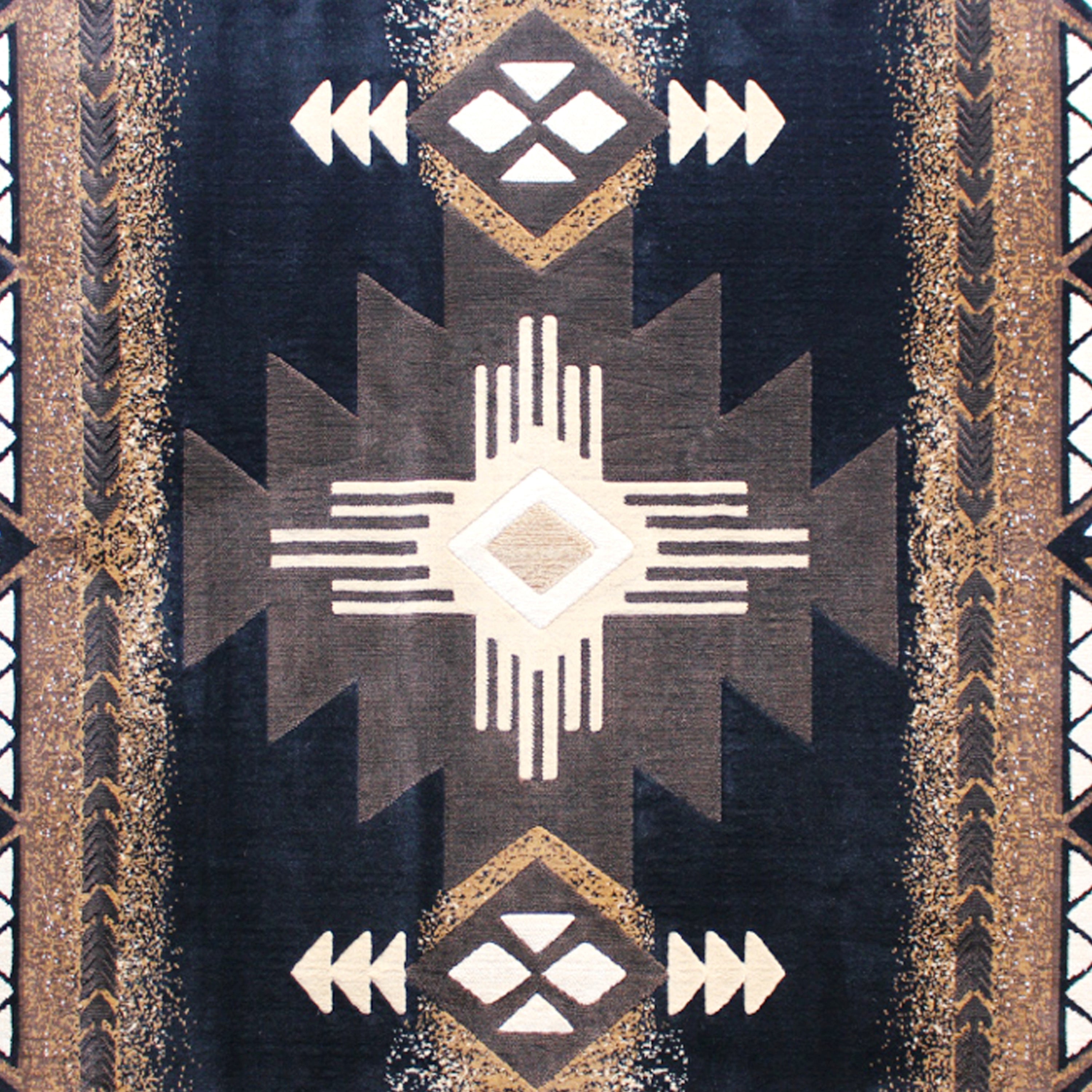 Mohave Collection 8' x 10' Black Traditional Southwestern Style Area Rug - Olefin Fibers with Jute Backing