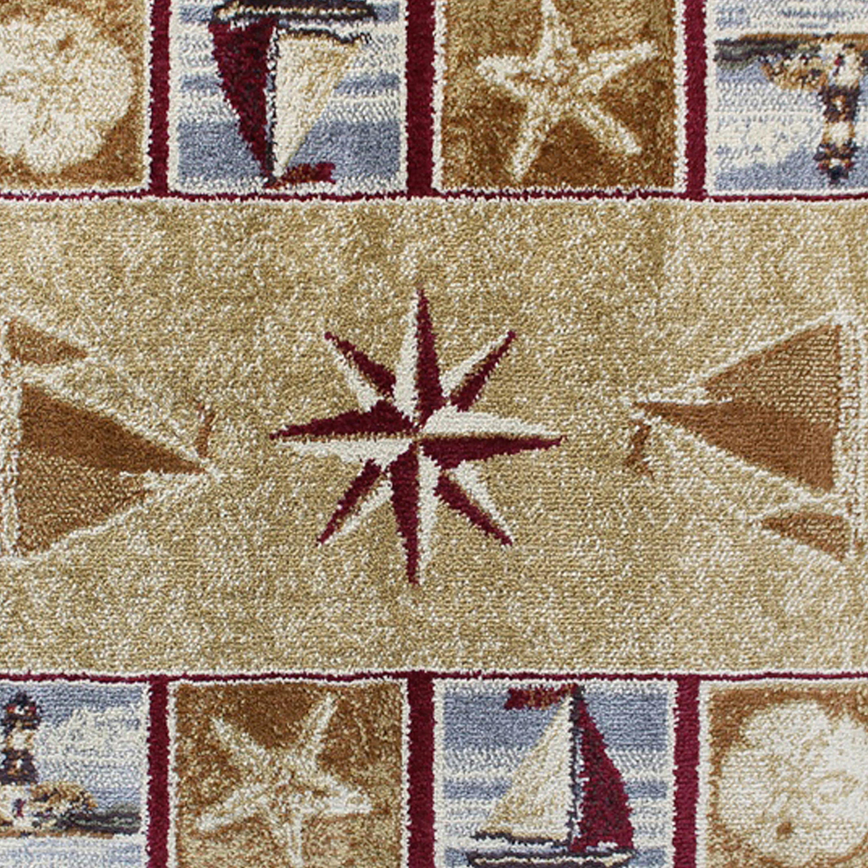 Inis Collection 2' x 3' Beige Nautical Area Rug with Jute Backing for Living Room, Bedroom, Entryway