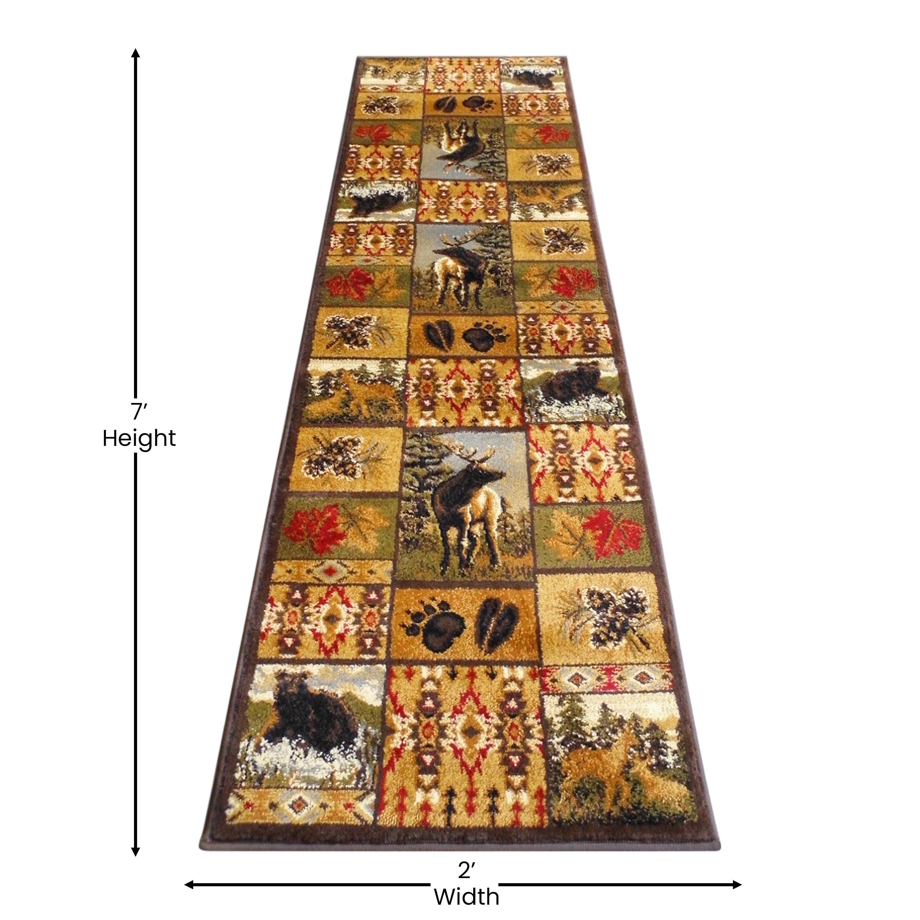 Gaylord Collection Beige 2' x 7' Wilderness Bear and Moose Area Rug with Jute Backing for Indoor Use