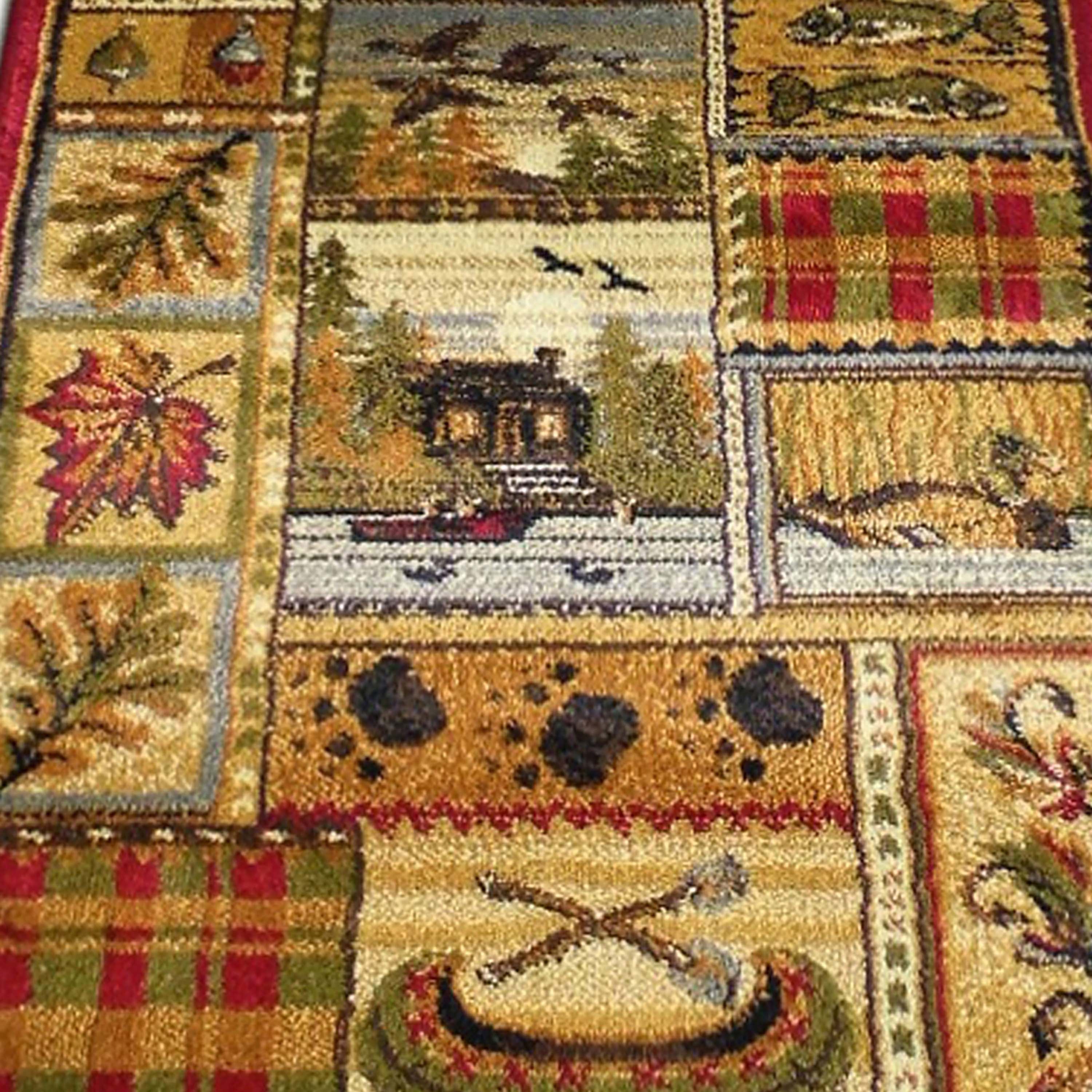 Gaylord Collection Beige 2' x 7' Wilderness Bear and Moose Area Rug with Jute Backing for Indoor Use