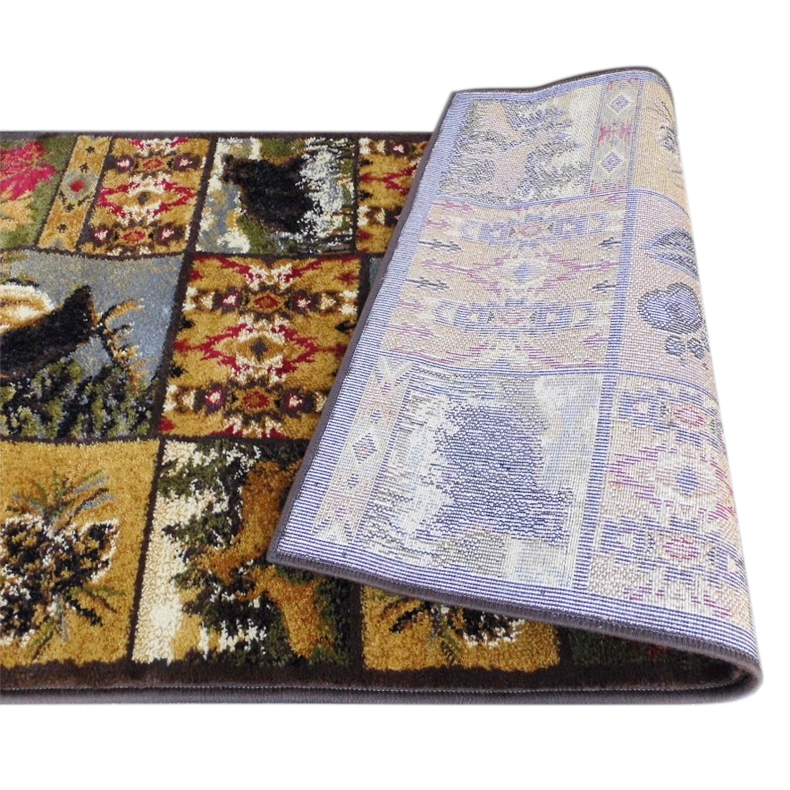 Gaylord Collection Beige 2' x 7' Wilderness Bear and Moose Area Rug with Jute Backing for Indoor Use