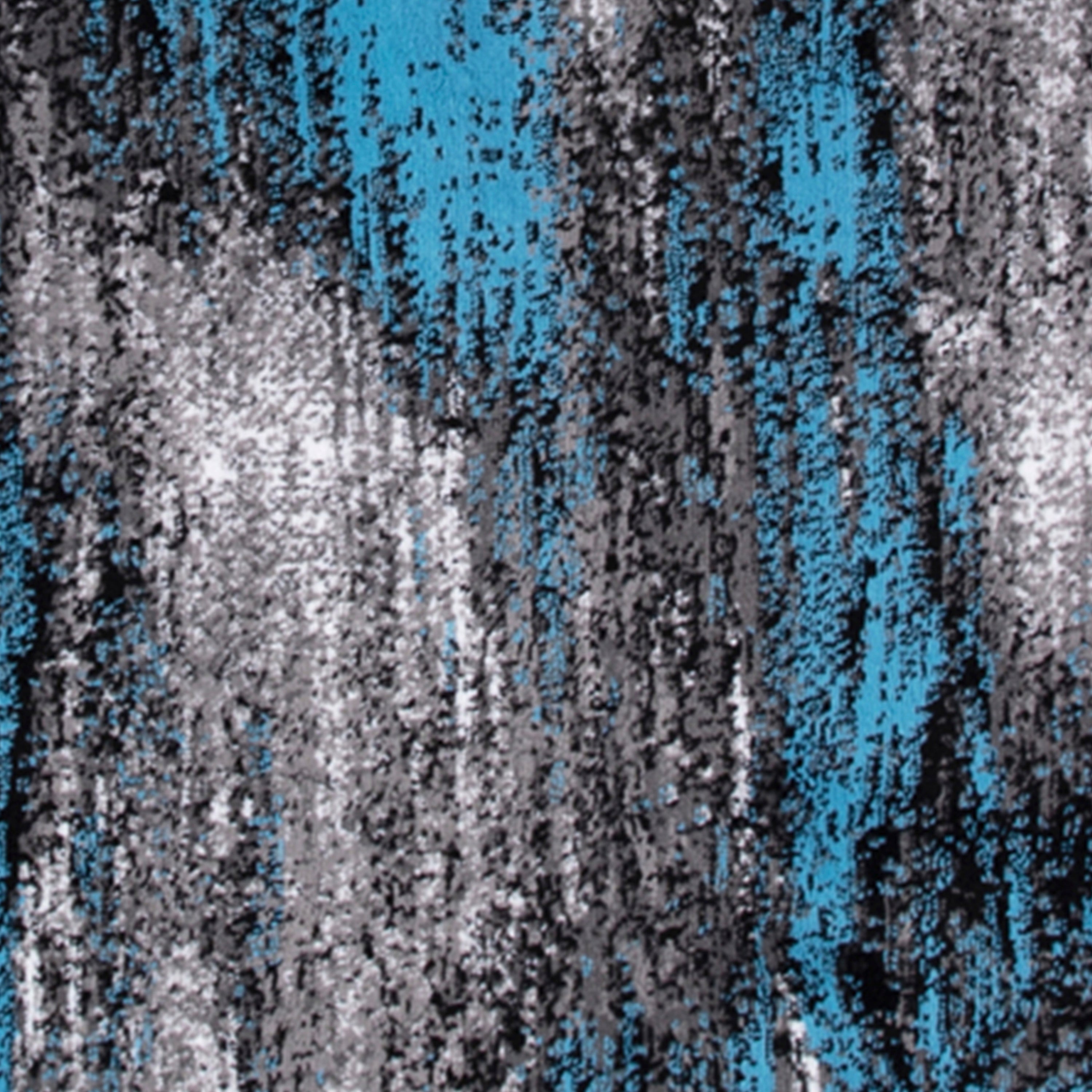 Rylan Collection 2' x 10' Blue Abstract Area Rug - Olefin Rug with Jute Backing for Hallway, Entryway, Bedroom, Living Room