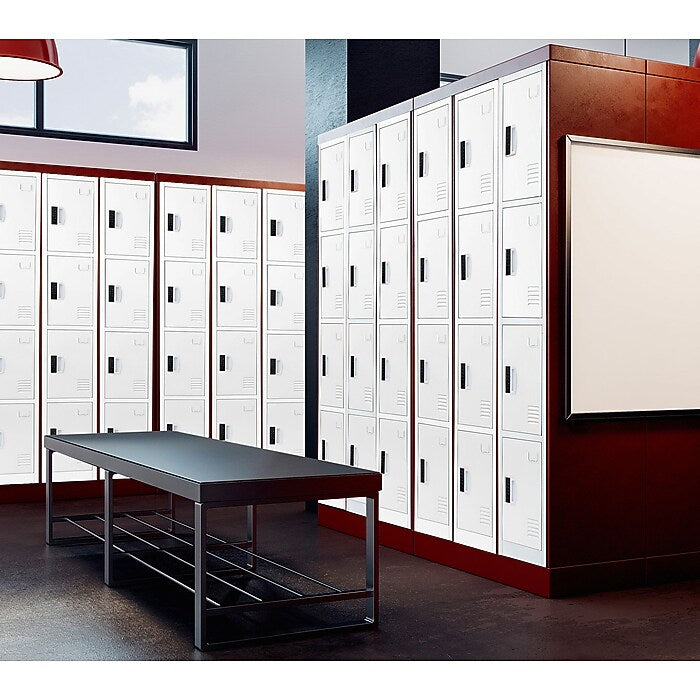 72" H x 12" W  4-Tier Steel Storage Locker with Digital Lock, White