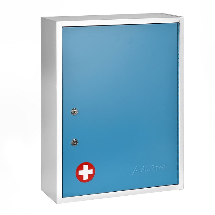 21 in. H x 16 in. W x 6 in. D Large Dual Lock Surface-Mount Medical Security Cabinet in Blue