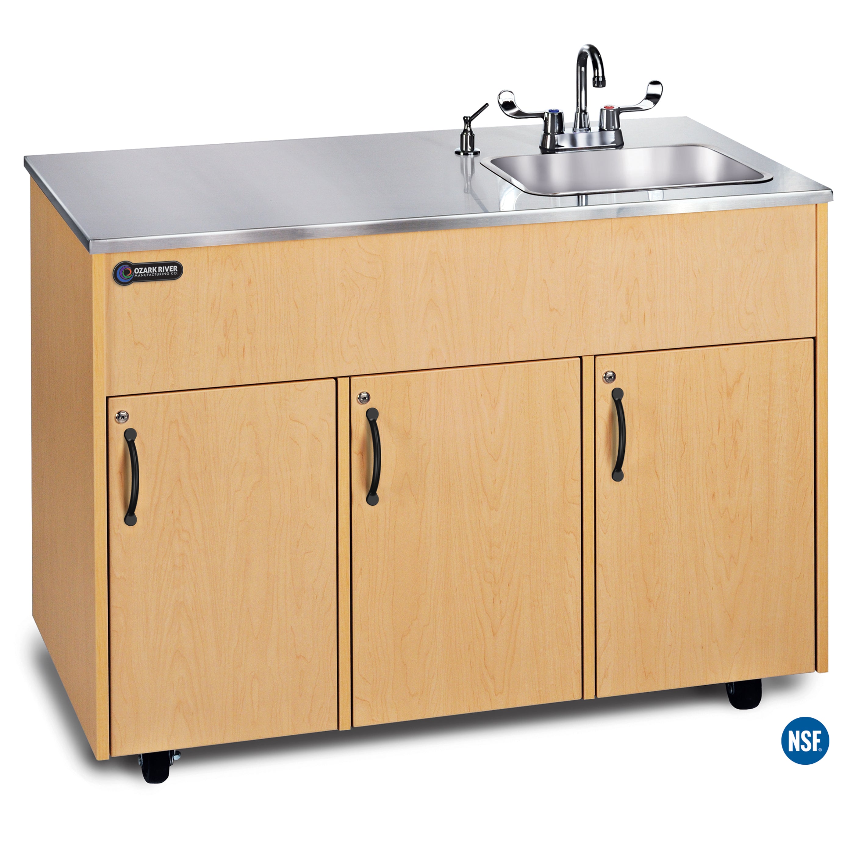 Advantage S1D Portable Sink - Maple Finish/Stainless Top  - 48.25"W x 24.25"D x 38.25"H