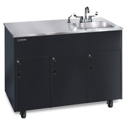 Advantage S1D Portable Sink - Black/Stainless Top - 48.25"W x 24.25"D x 38.25"H