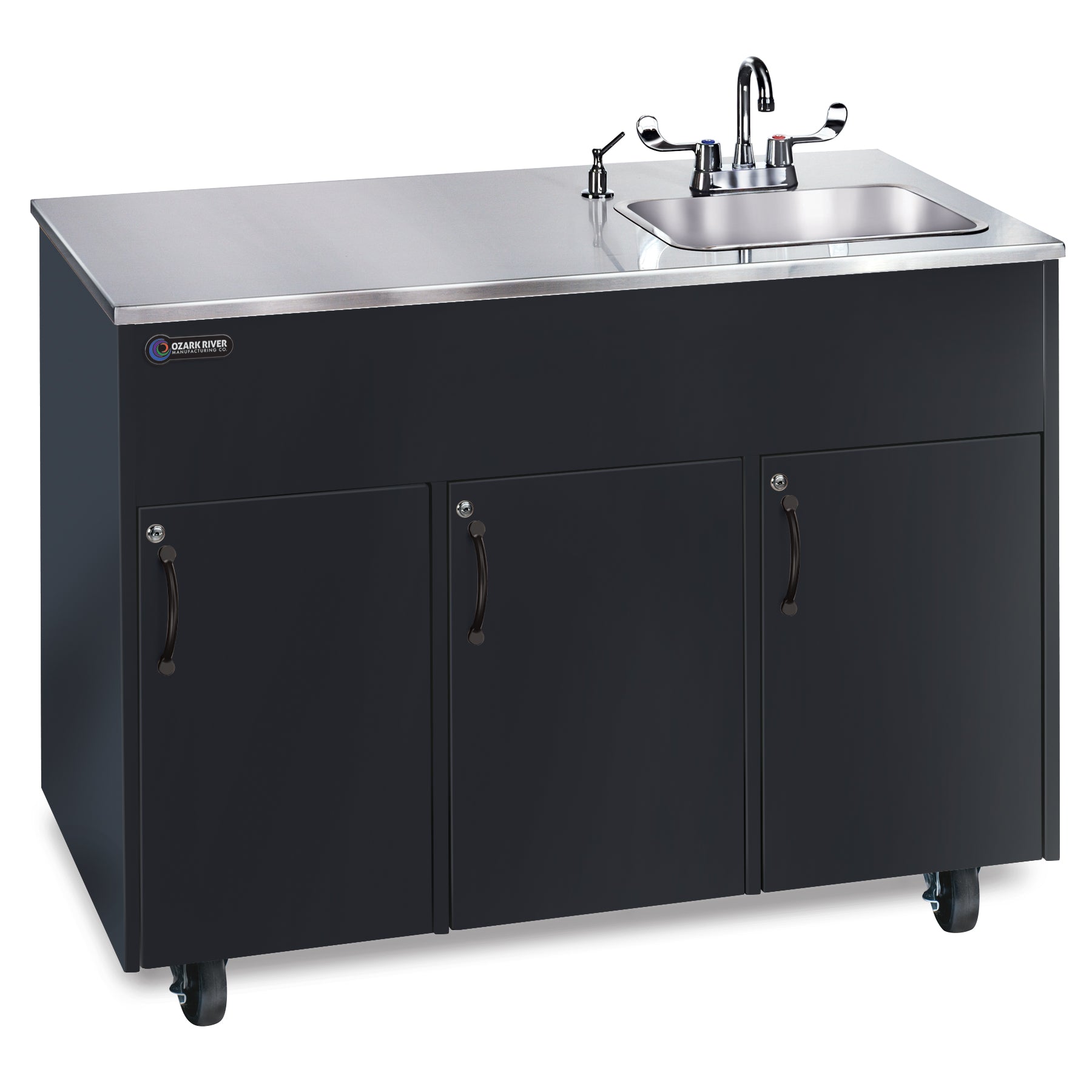 Advantage S1D Portable Sink - Black/Stainless Top - 48.25"W x 24.25"D x 38.25"H