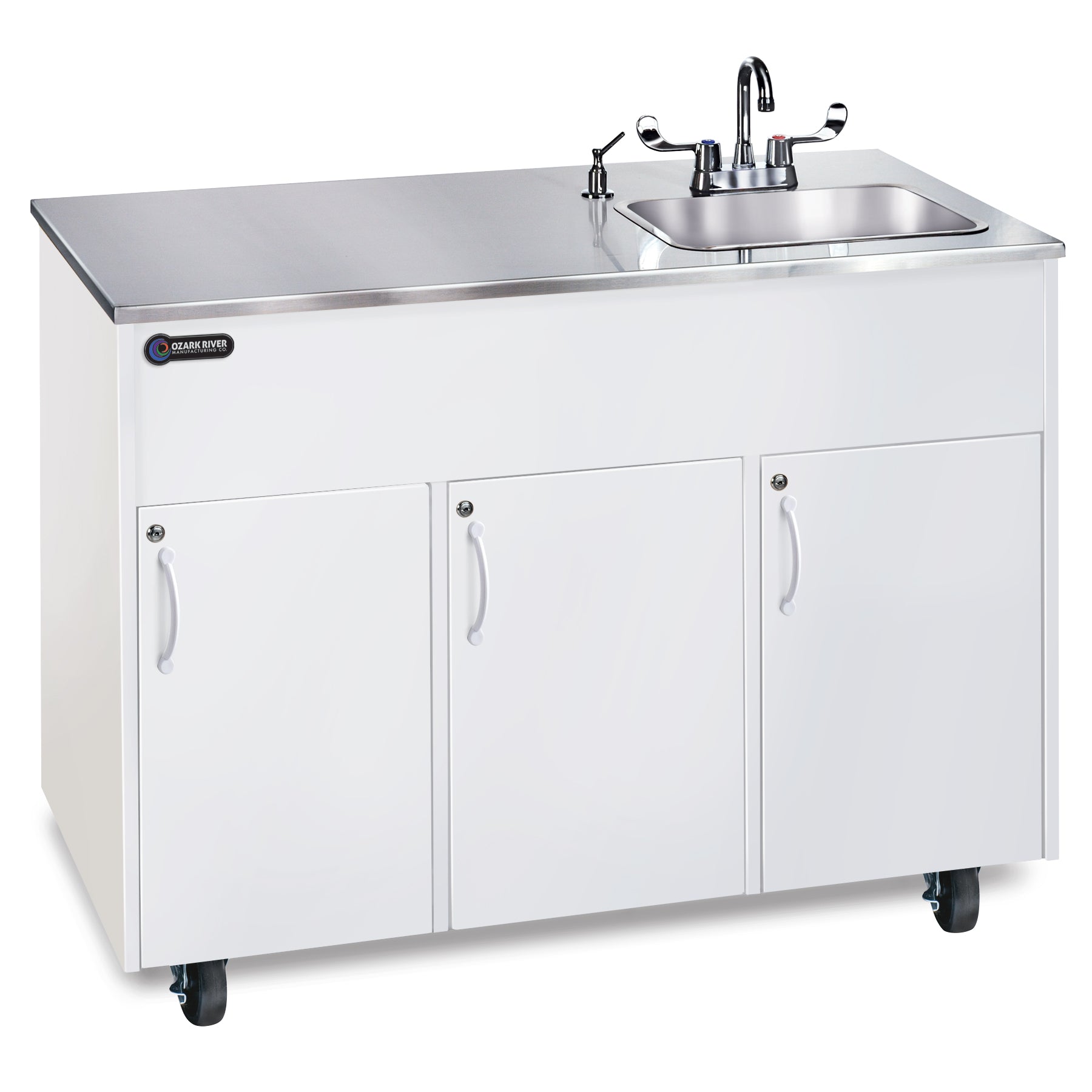 Advantage S1D Portable Sink - White/Stainless Top - 48.25"W x 24.25"D x 38.25"H