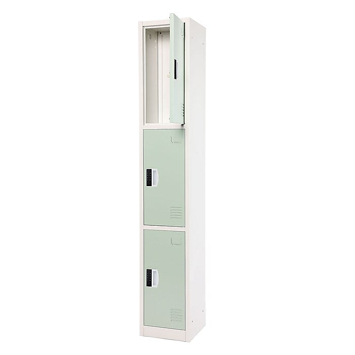 72" H x 12" W  Triple Tier Steel Storage Locker with Digital Lock, Misty Green