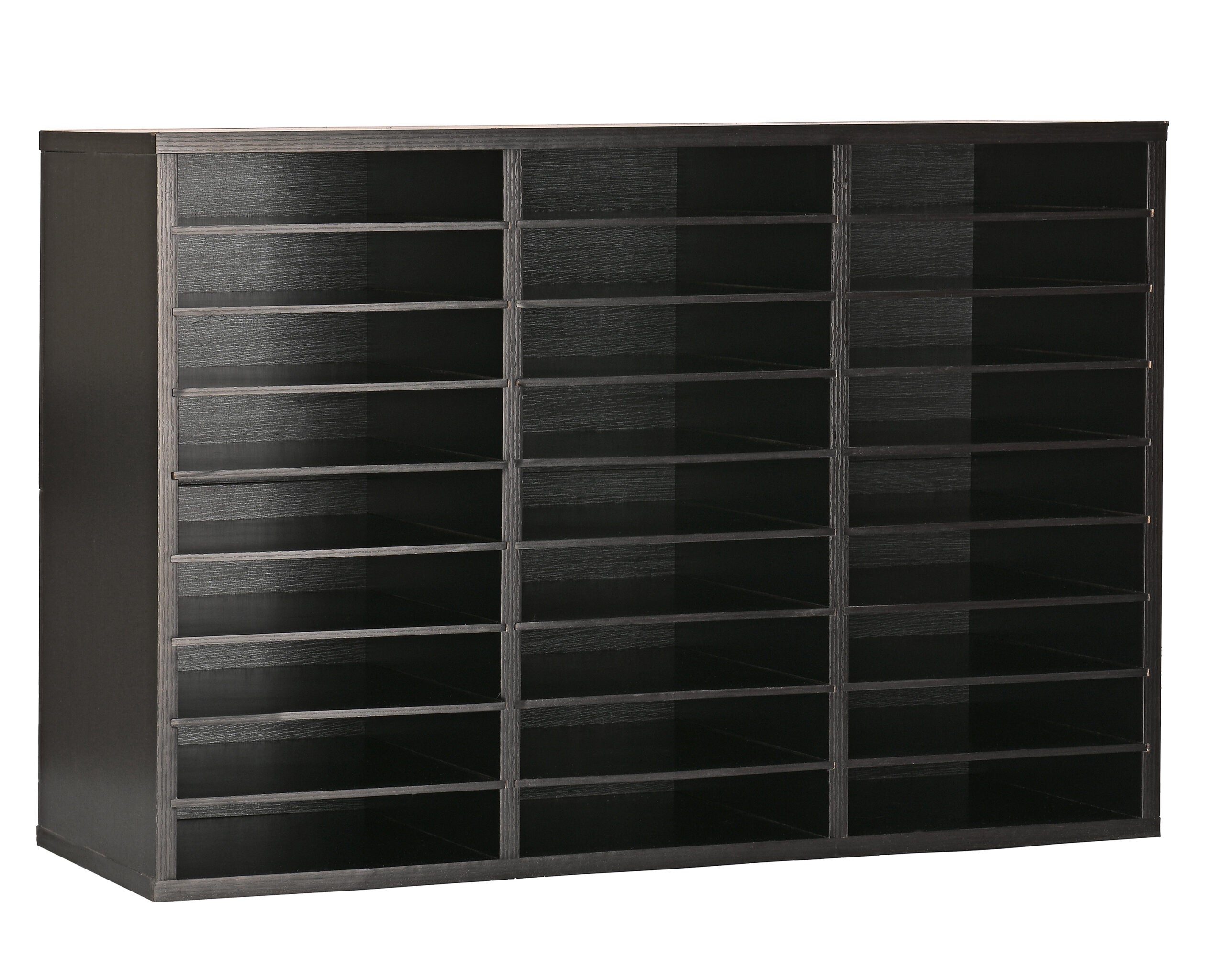 Wooden 27 Compartment Literature Orgnaizer, Black