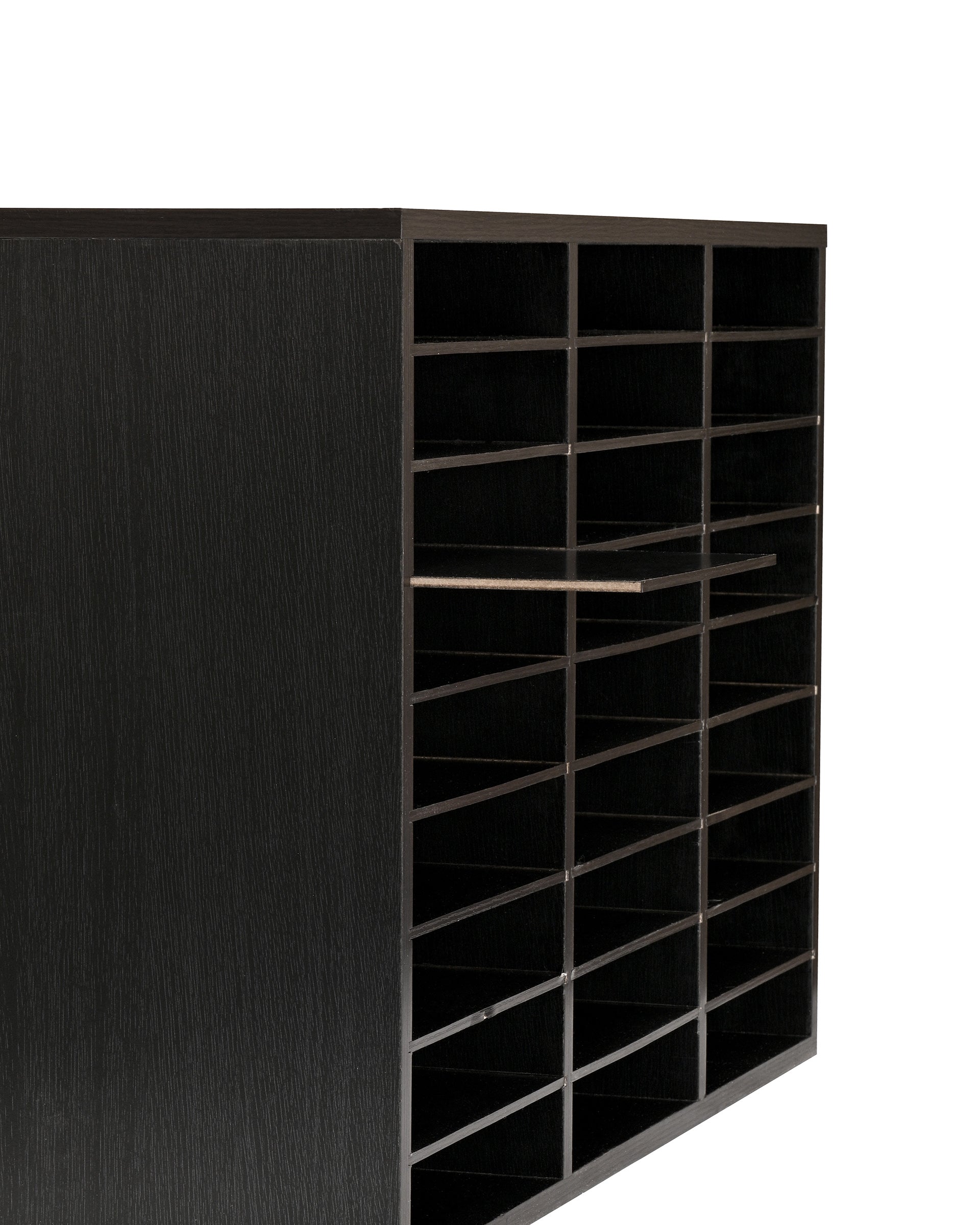 Wooden 27 Compartment Literature Orgnaizer, Black
