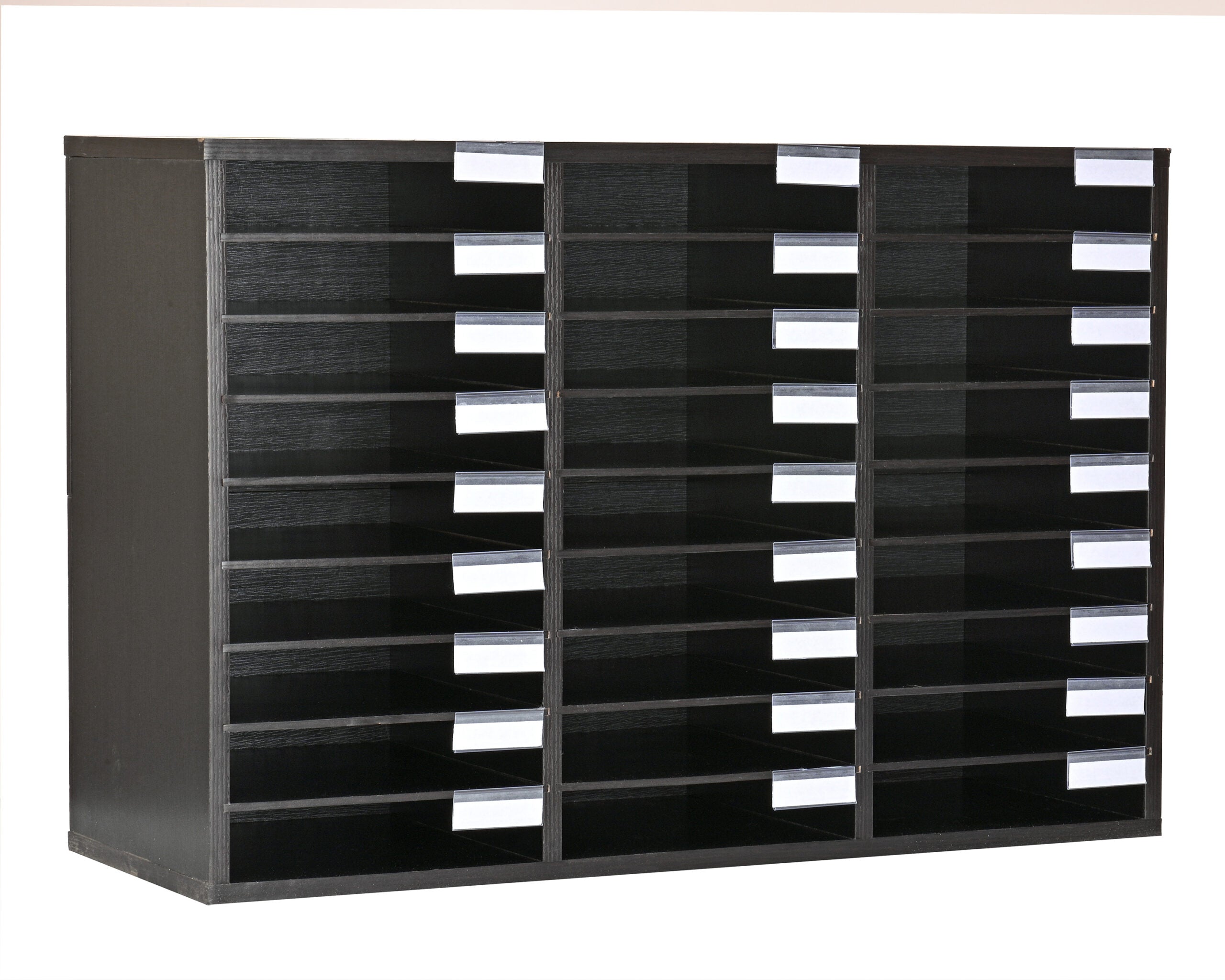Wooden 27 Compartment Literature Orgnaizer, Black