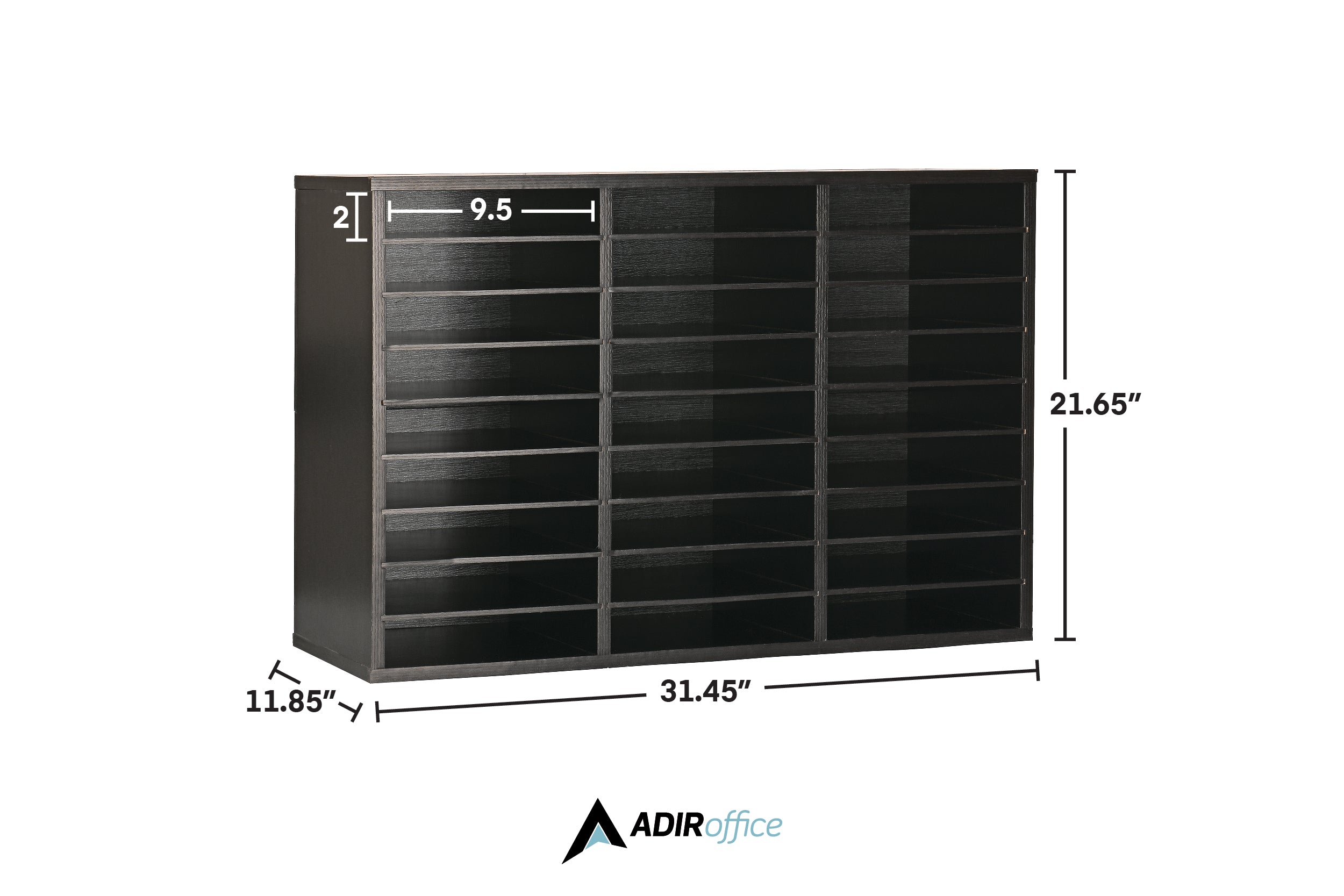 Wooden 27 Compartment Literature Orgnaizer, Black