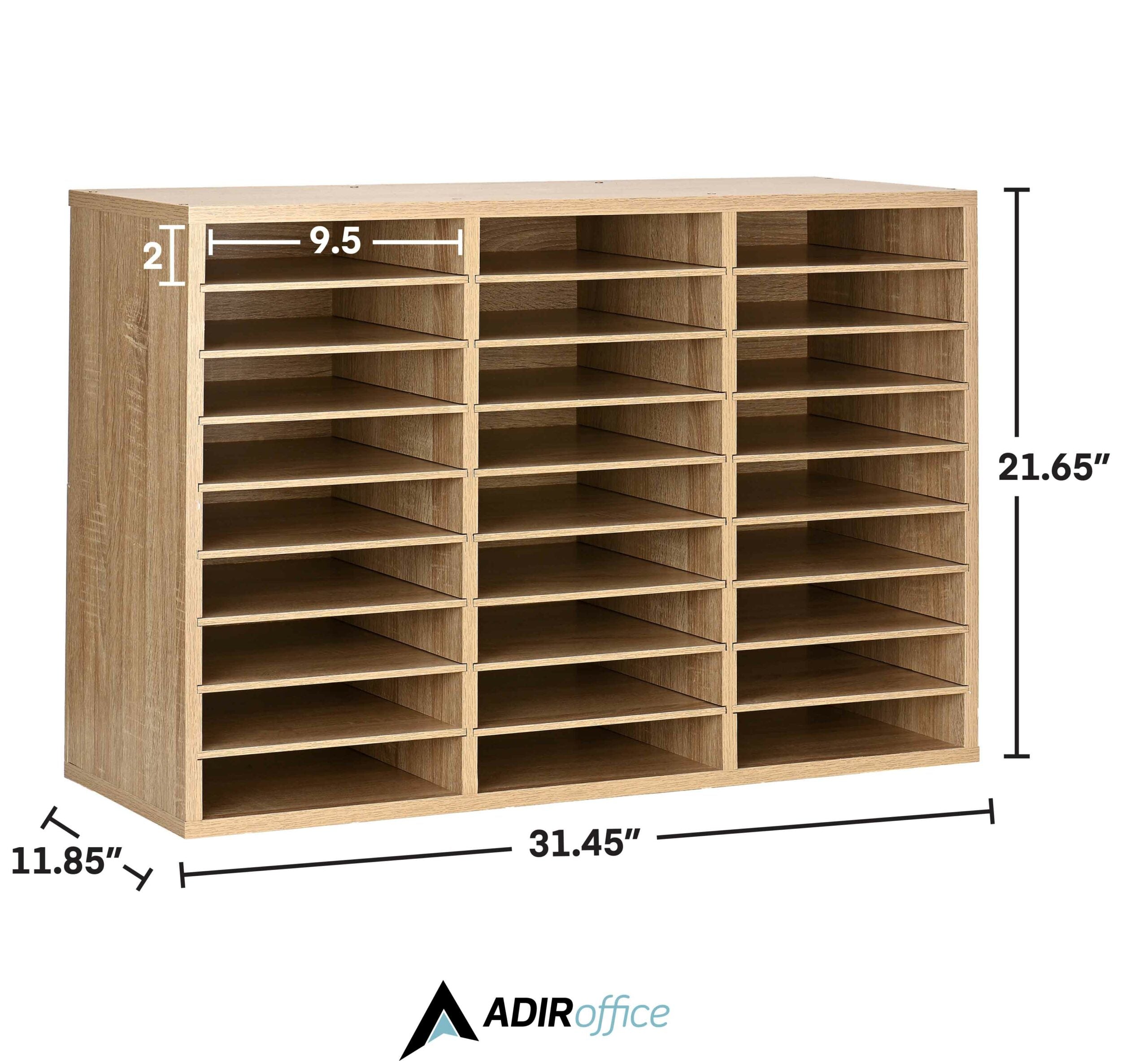 Wooden 27 Compartment Literature Orgnaizer, Medium Oak