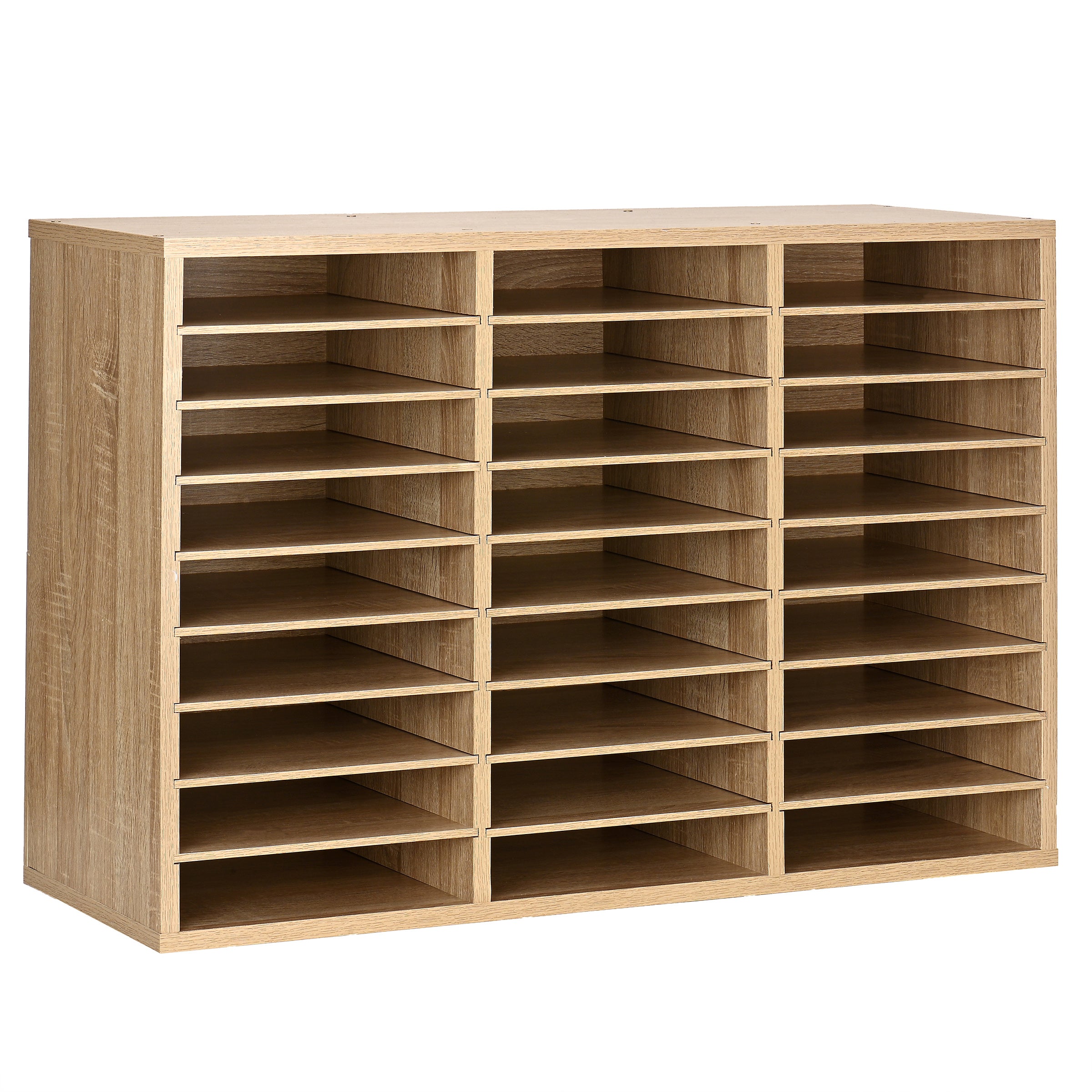 Wooden 27 Compartment Literature Orgnaizer, Medium Oak