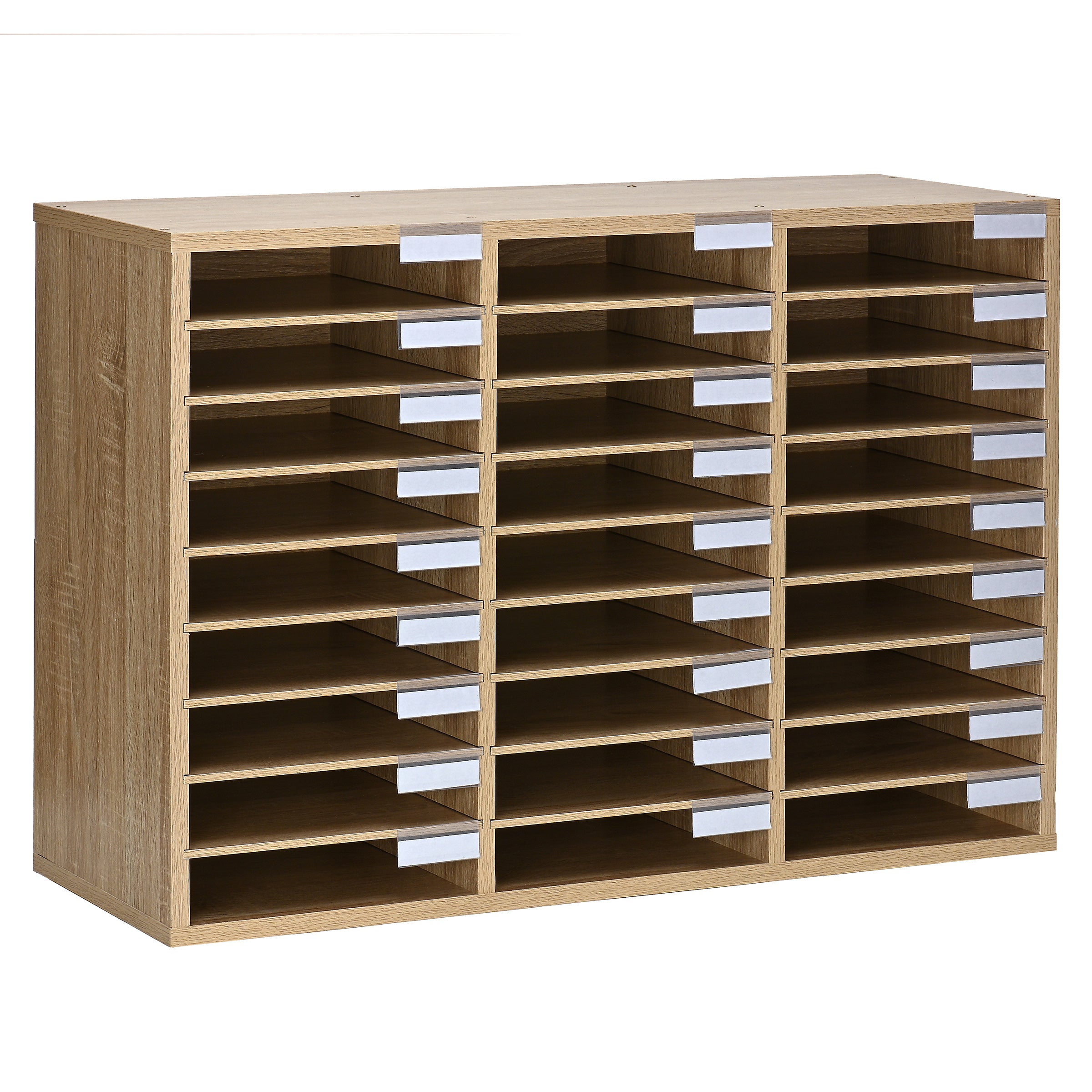 Wooden 27 Compartment Literature Orgnaizer, Medium Oak