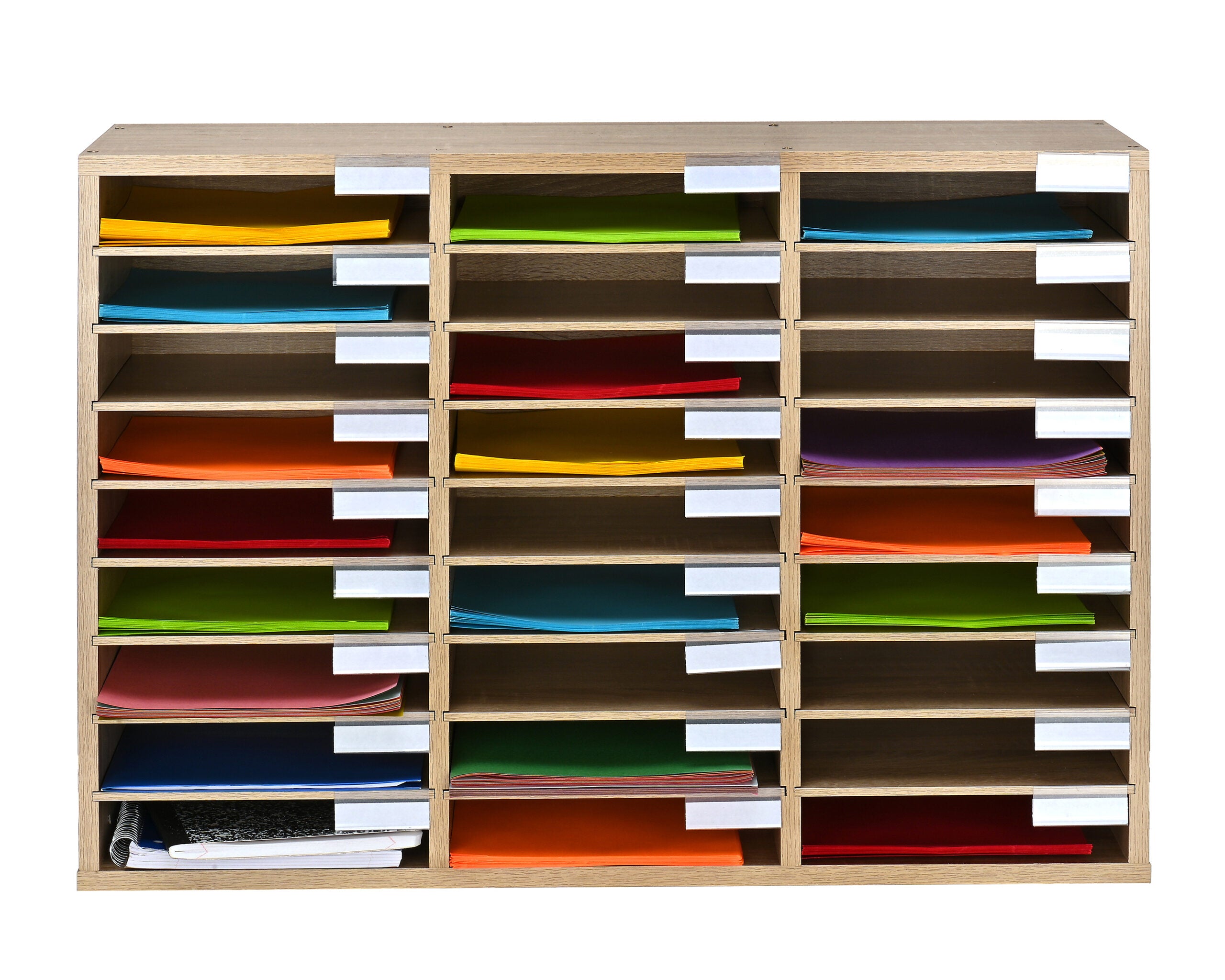 Wooden 27 Compartment Literature Orgnaizer, Medium Oak