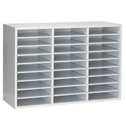 Wooden 27 Compartment Literature Orgnaizer, White