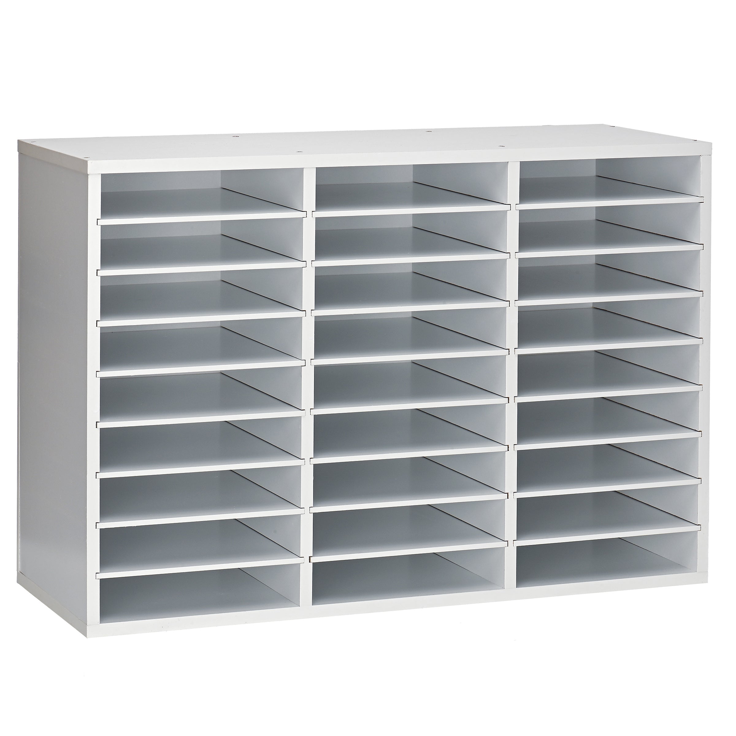 Wooden 27 Compartment Literature Orgnaizer, White