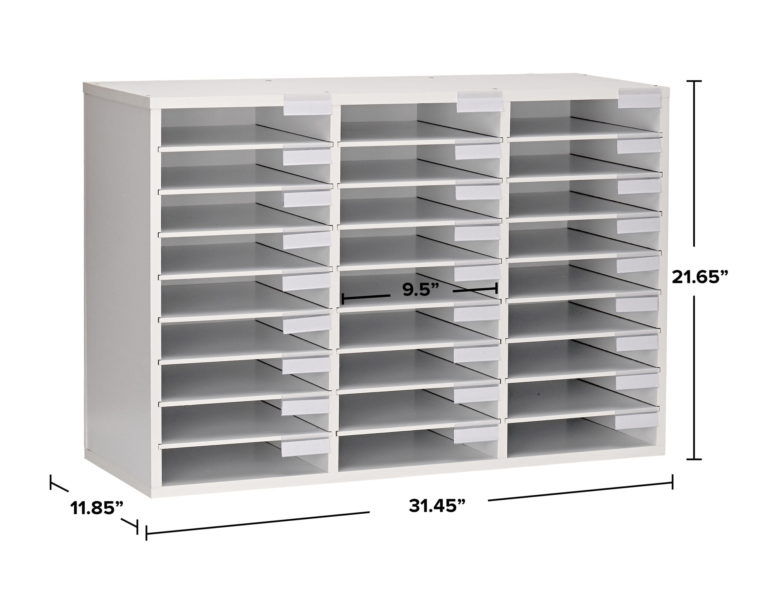 Wooden 27 Compartment Literature Orgnaizer, White